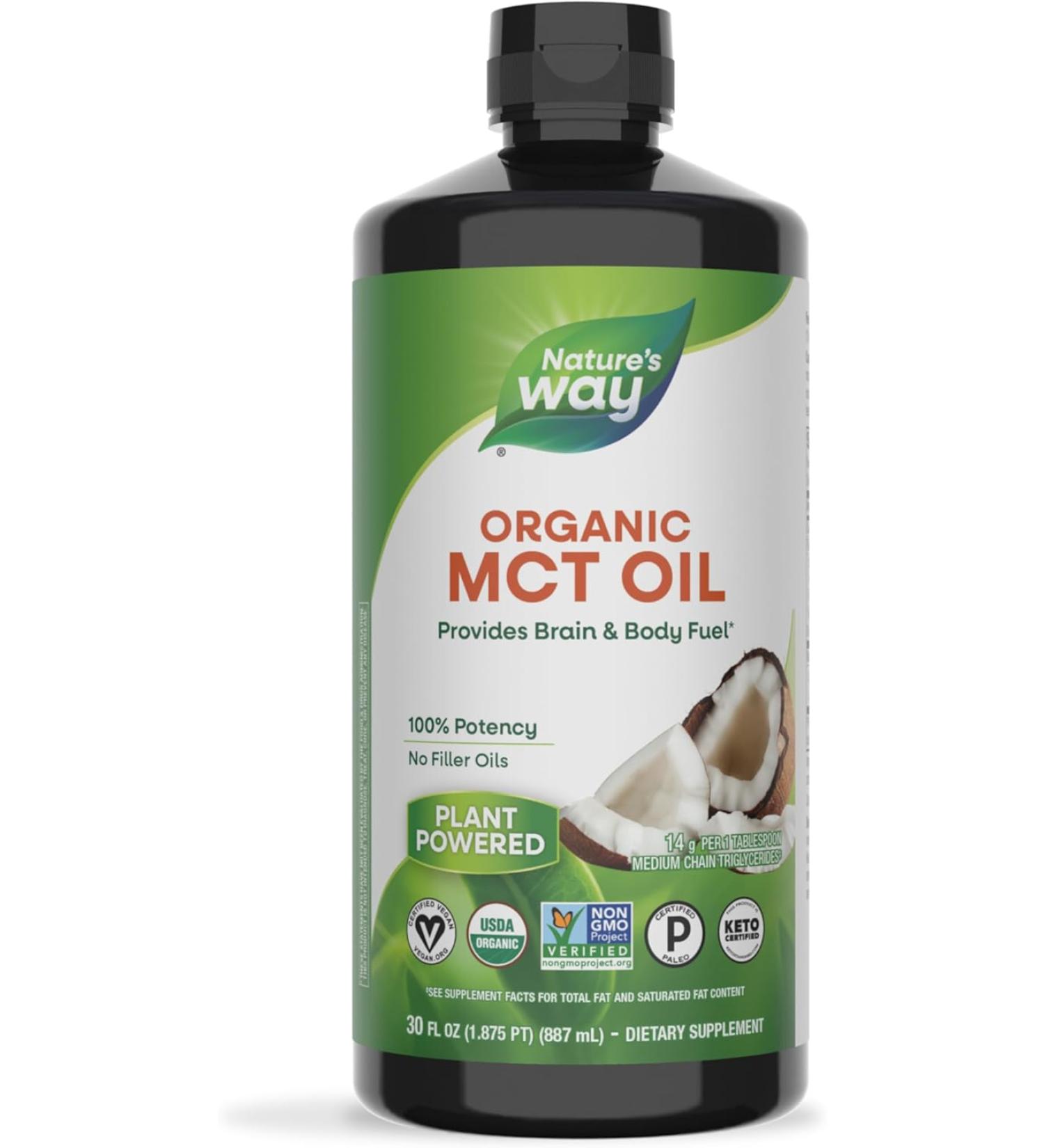 Nature's Way Organic MCT Oil 30 fl oz - Pure, Healthy Fuel for Energy & Wellness - Buy Online on GoSupps.com