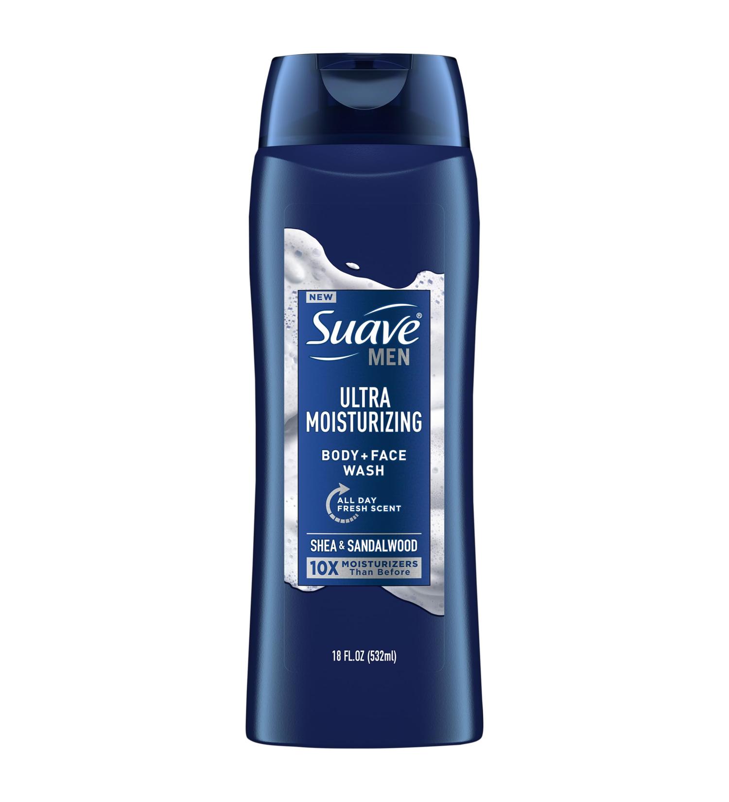 Suave Mens Moisture Body + Face Wash 18 Fl Oz