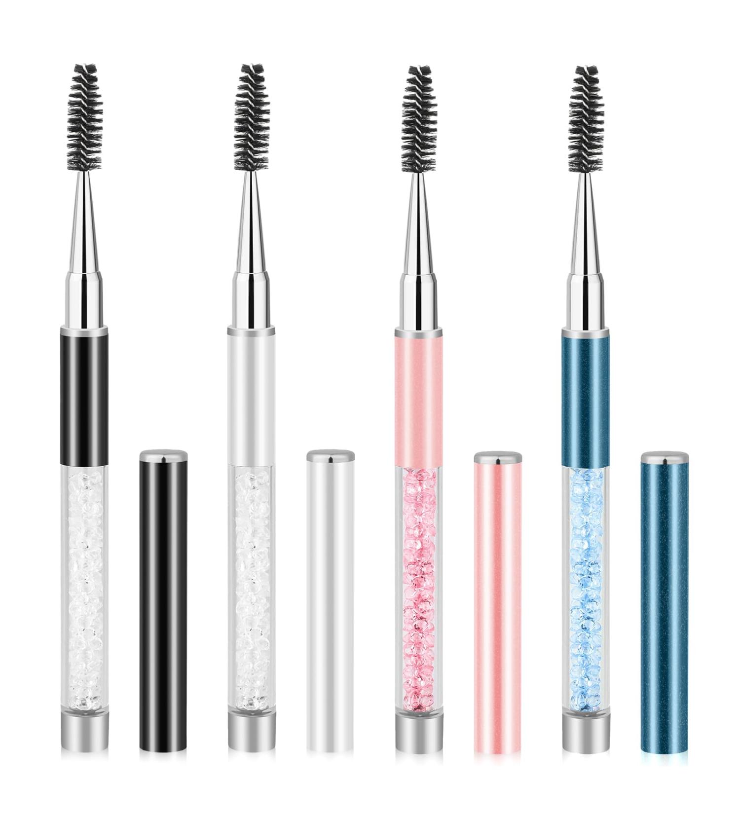 Spoolies Mascara Wands with Cap - 4 Pcs Portable Eyelash Brush Applicators for Eyelash Extensions | Reusable Travel Makeup Tools for Women - Buy Online on GoSupps.com
