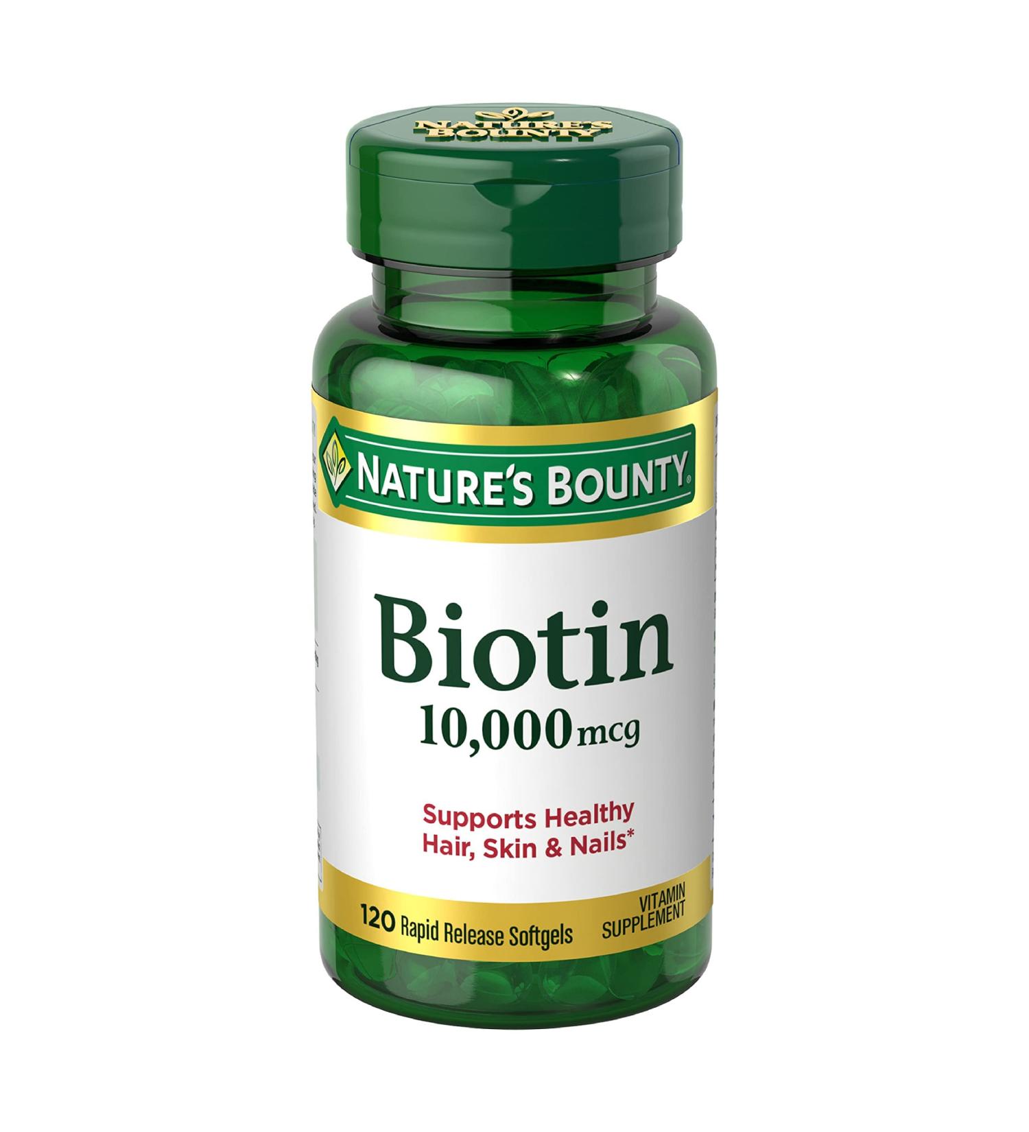 Nature's Bounty Biotin 10000 mcg Softgels - 120 Ct for Hair, Skin & Nails Support - Buy Online on GoSupps.com