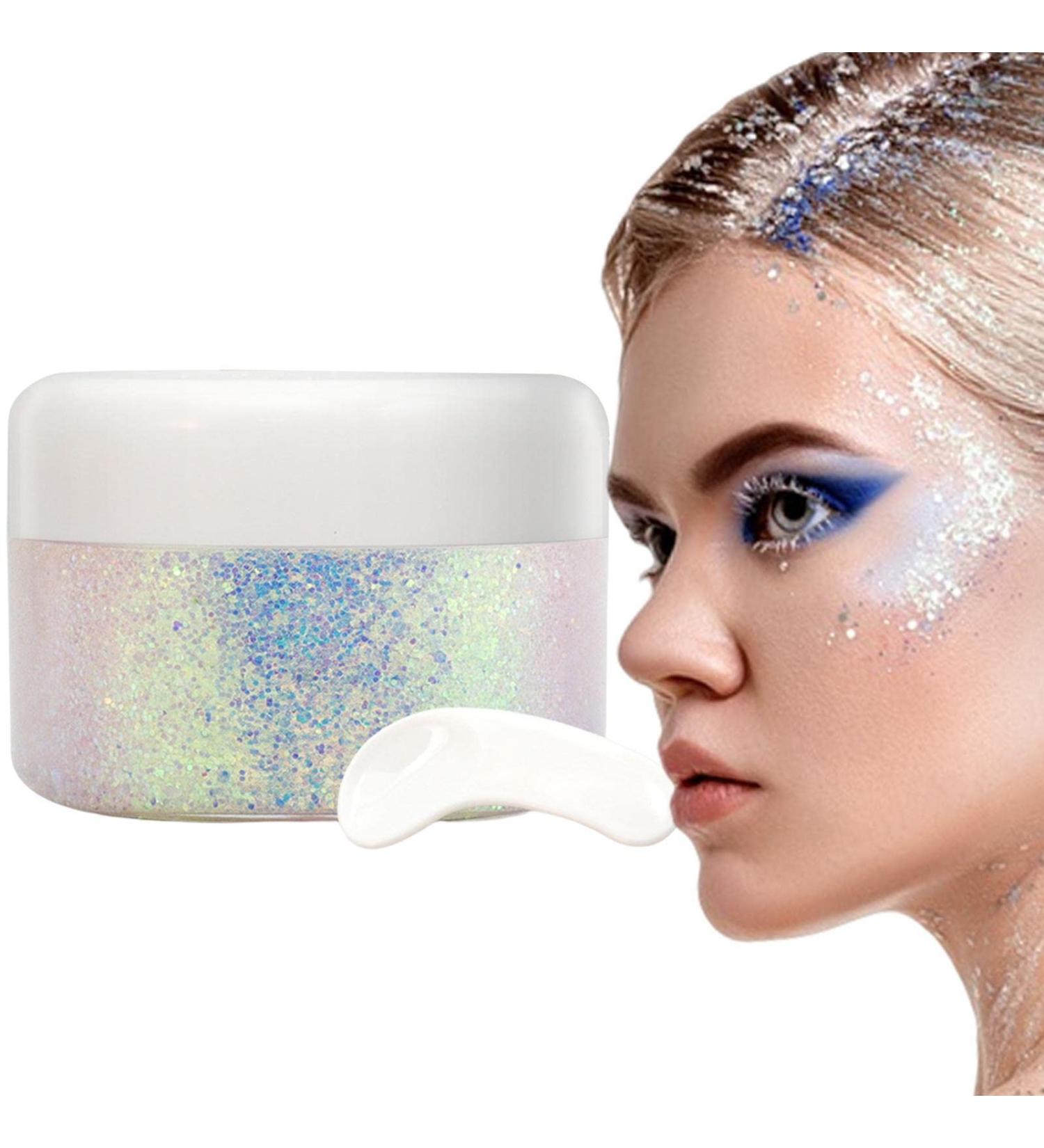 Hair Gel | Hair Gel for Holographic Mermaid - Holographic Sparkling Chunky Mermaid Sequins Makeup Hair Festival Body Face Uaxiu 01# - Buy Online on GoSupps.com
