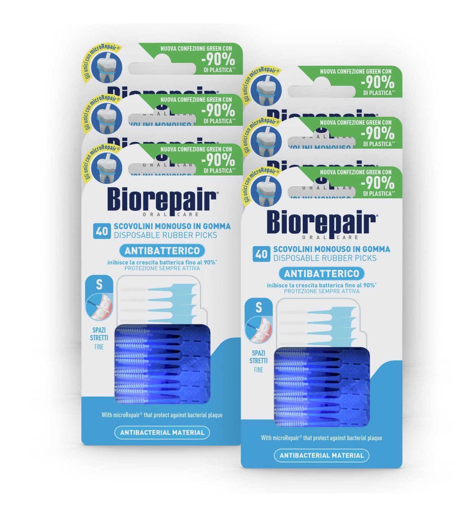 Biorepair Disposable Rubber Brushes - 40 MicroRepair Fine Brushes for Tight Spaces | Gentle on Teeth & Gums | 6 Packs - Buy Online on GoSupps.com