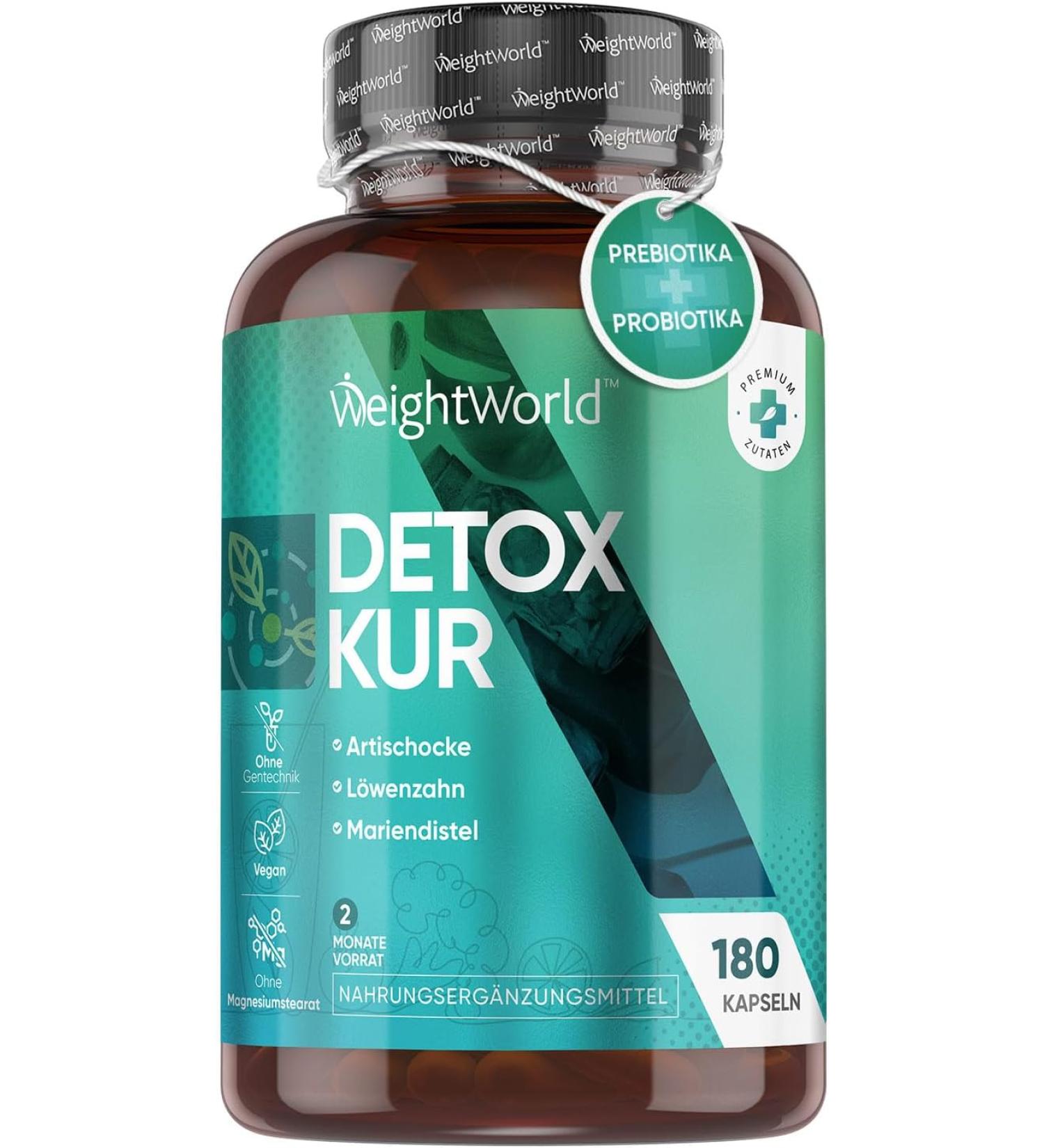 Detox Cure with Milk Thistle - 180 Capsules | 10 Billion Cultures - Silymarin Dandelion & Potassium - 2 Months Supply - WeightWorld - Buy Online on GoSupps.com