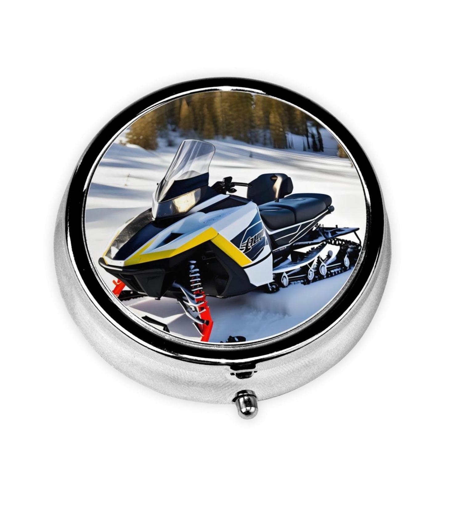 Advanced Snowmobile Round Pill Box | 3-Compartment Organizer | Portable Travel Pill Box for Easy Medication Travel - Buy Online on GoSupps.com