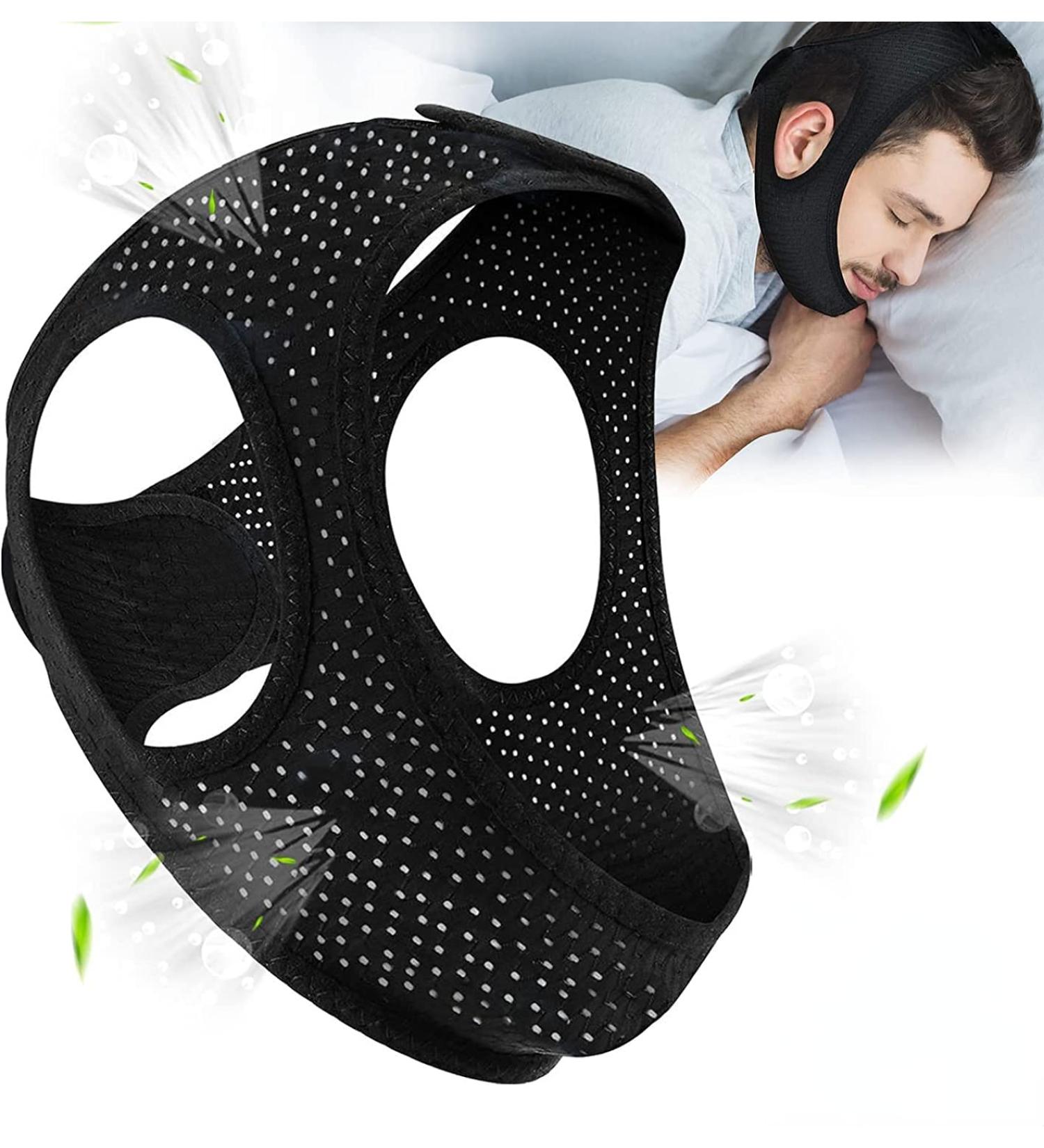 Mesh Anti-Snoring Mask with V-Face Strap - Prevent Snoring and Jaw Dislocation (Black) - Buy Online on GoSupps.com