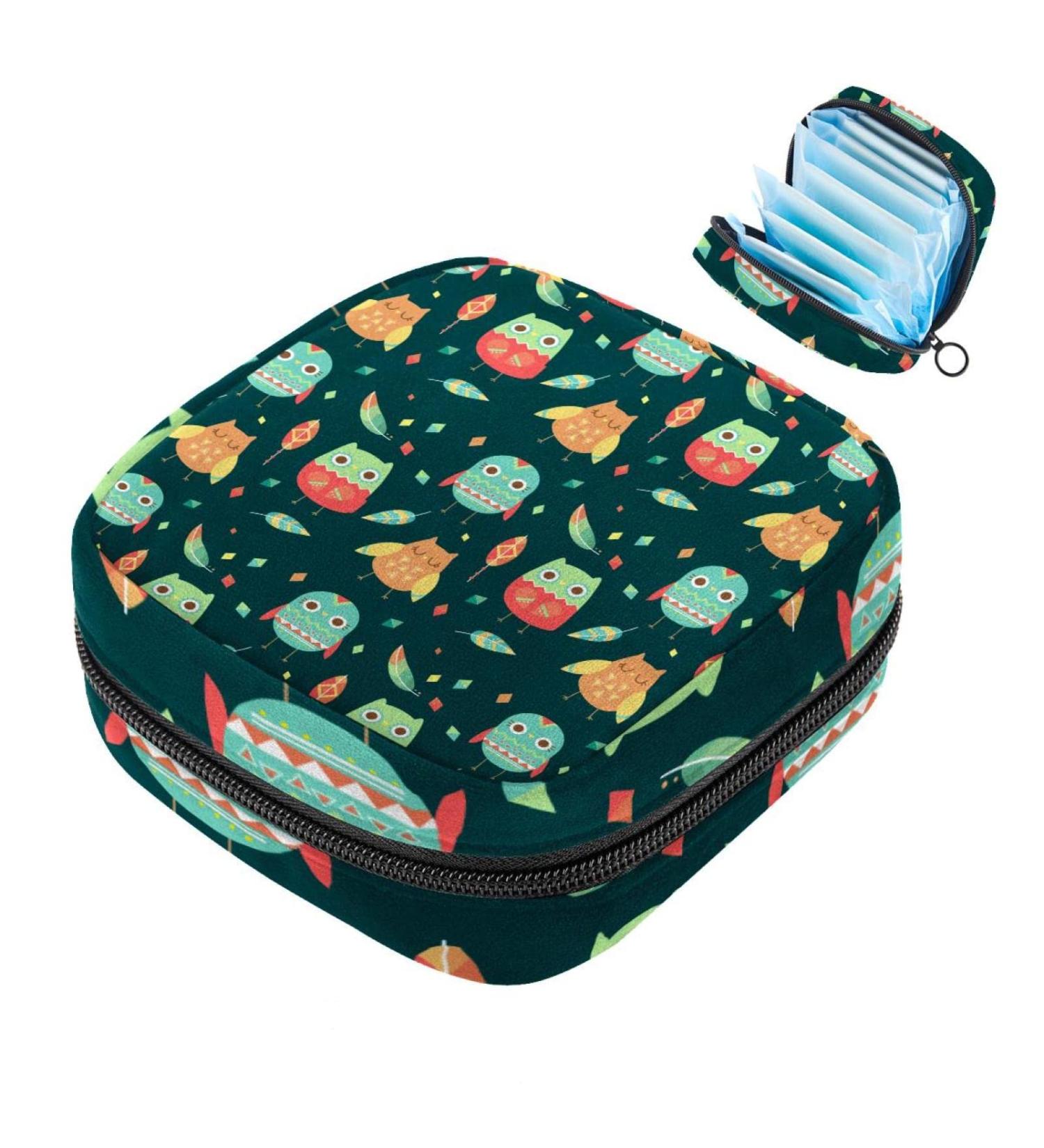 Cute Cartoon Leaf Pattern Women's Napkin Storage Bag - Portable Period Pocket for Teens & Moms | Menstrual Cup & Breastfeeding Essentials - Buy Online on GoSupps.com