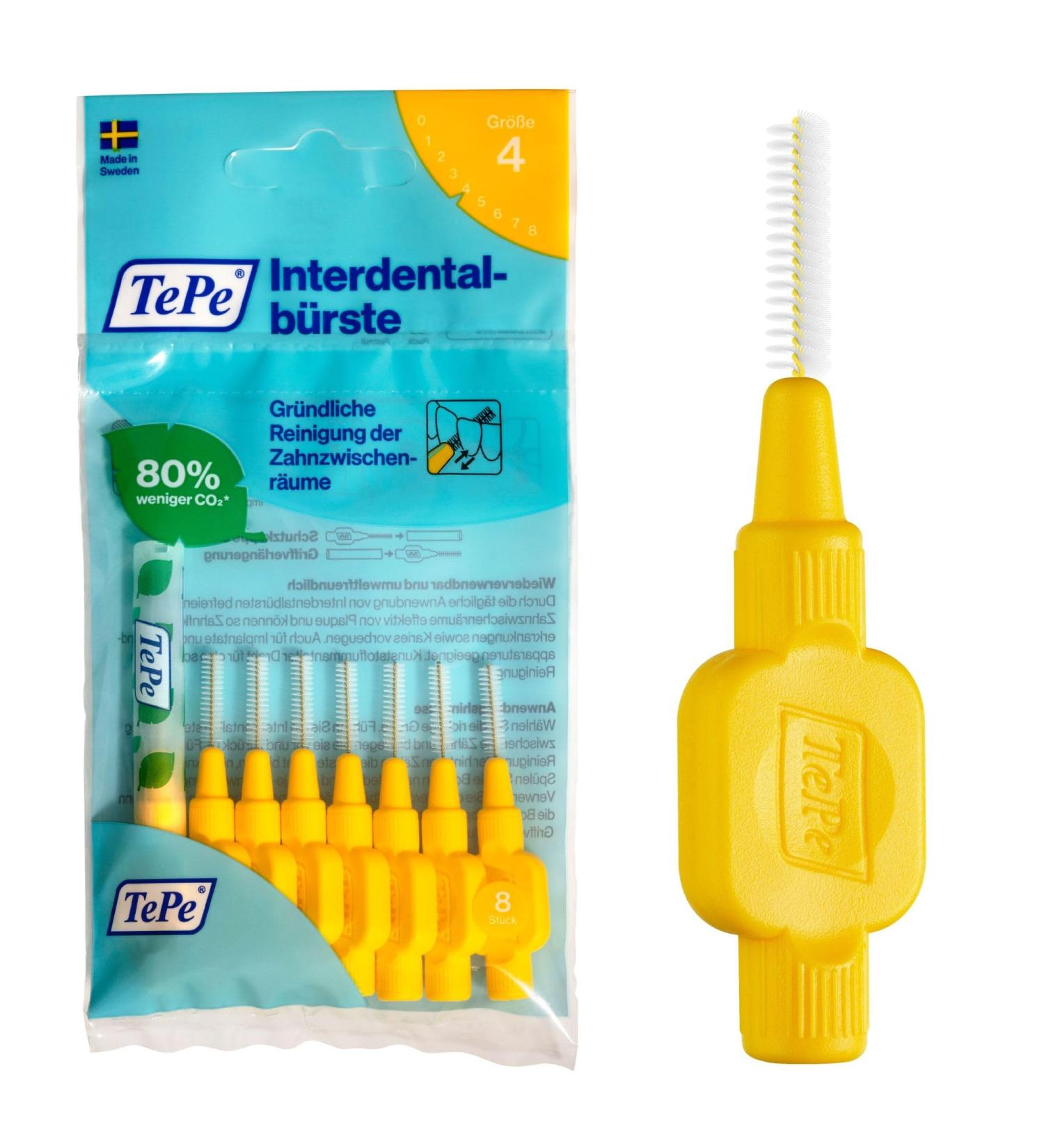 TEPE Interdental Brush Size 4 - 8 Pieces for Effective Oral Care | International Shipping Available - Buy Online on GoSupps.com