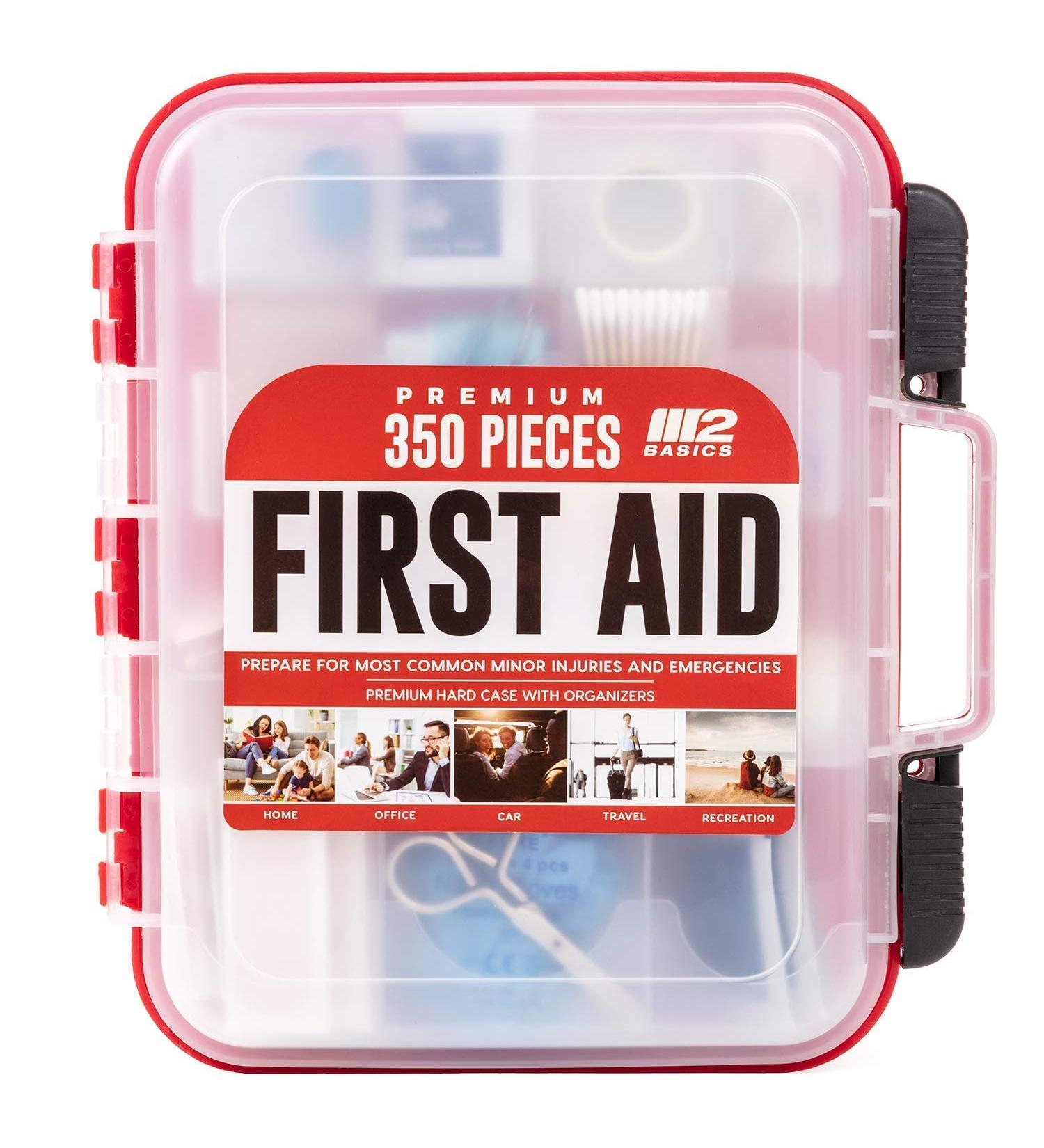 M2 BASICS 350 Piece Emergency First Aid Kit | Dual Layer  Wall Mountable  Medical Supplies for Business  School  Car or Home - Buy Online on GoSupps.com