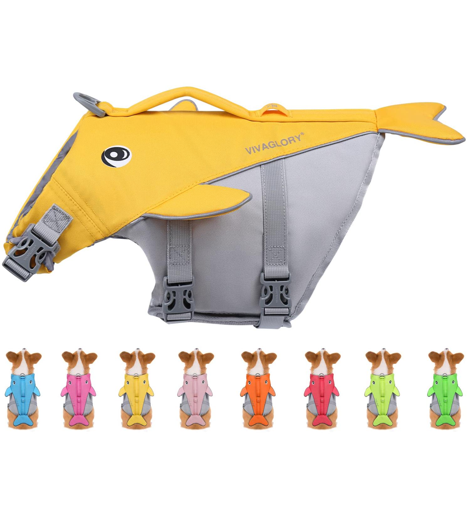 Vivaglory Dog Swimming Vest for Small & Medium Dogs - Adjustable Easy to Remove Yellow (L: 66-79 cm) - Buy Online on GoSupps.com