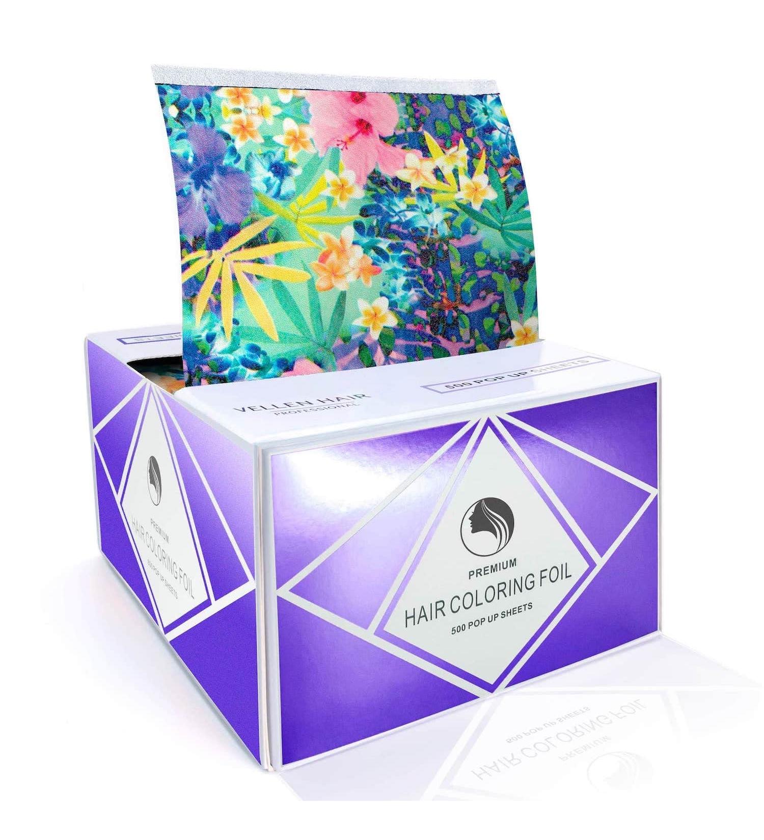 Vellen Hair Embossed Aluminium Hair Foil Sheets - 500 Sheets, Flower Power Design - 15 Micron | Non-slip Textured Hair Foils for Highlighting - Buy Online on GoSupps.com