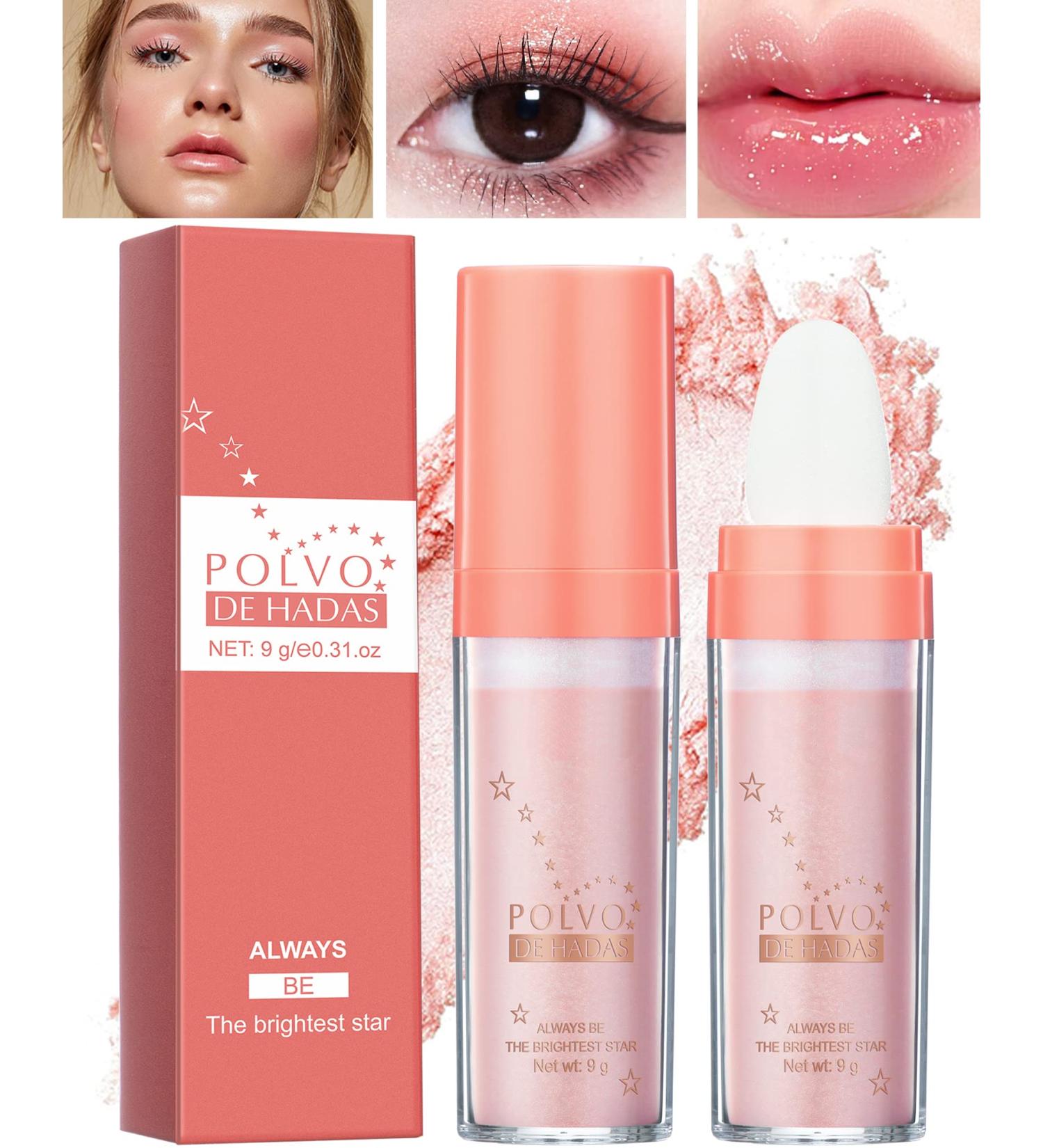 Body Glitter Highlighter Powder Stick Polvo De Hadas Face Body Shimmer Sparkle Loose Highlight Powder High Gloss Fairy Glitter Christmas Makeup for Hair Face Body Cosmetic with Bright Luster -03#Pink - Buy Online on GoSupps.com