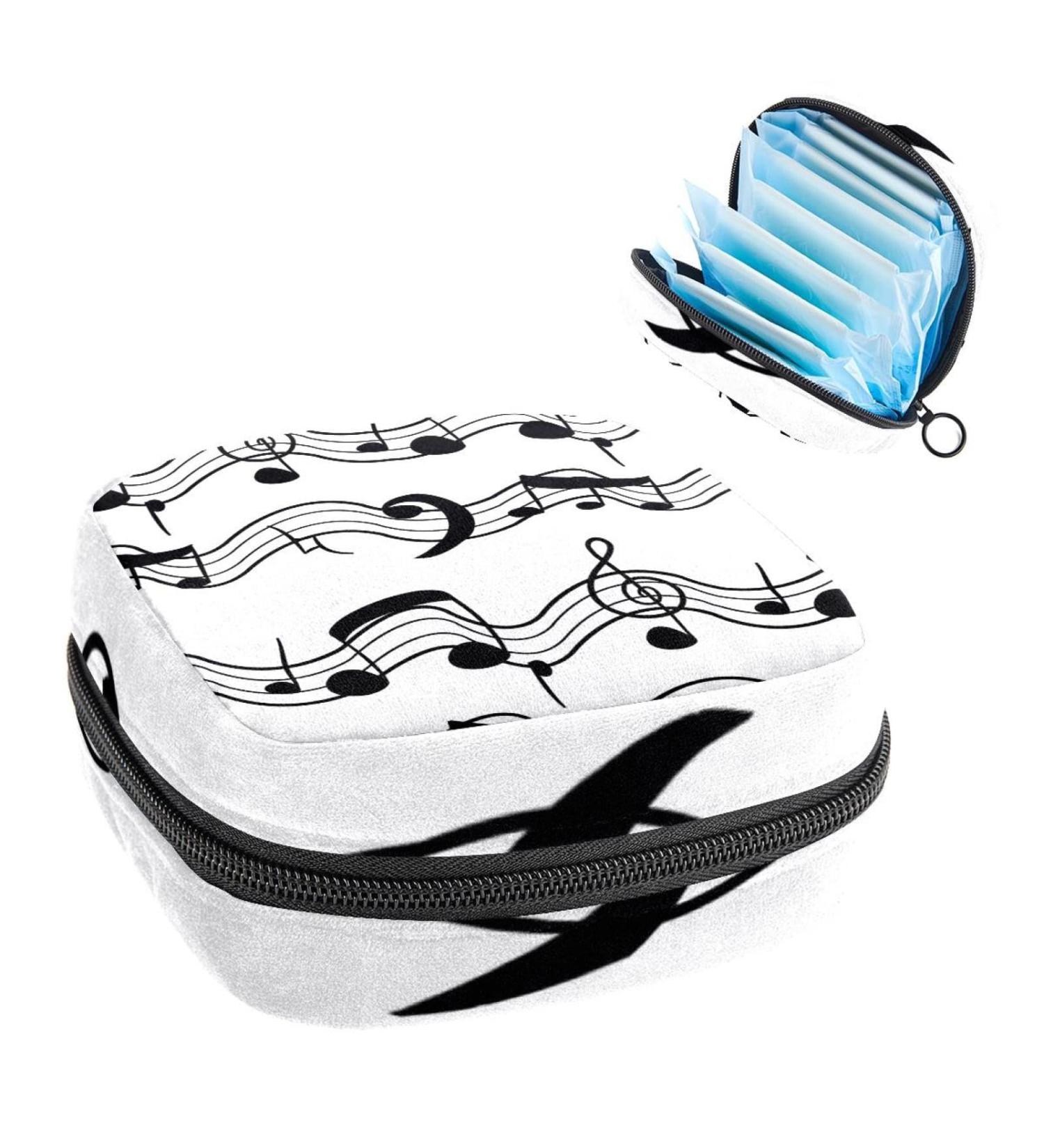 GIAPB Period Bag | Sanitary Napkin Storage & Travel Makeup Pouch | Black Music Notes Design - Buy Online on GoSupps.com