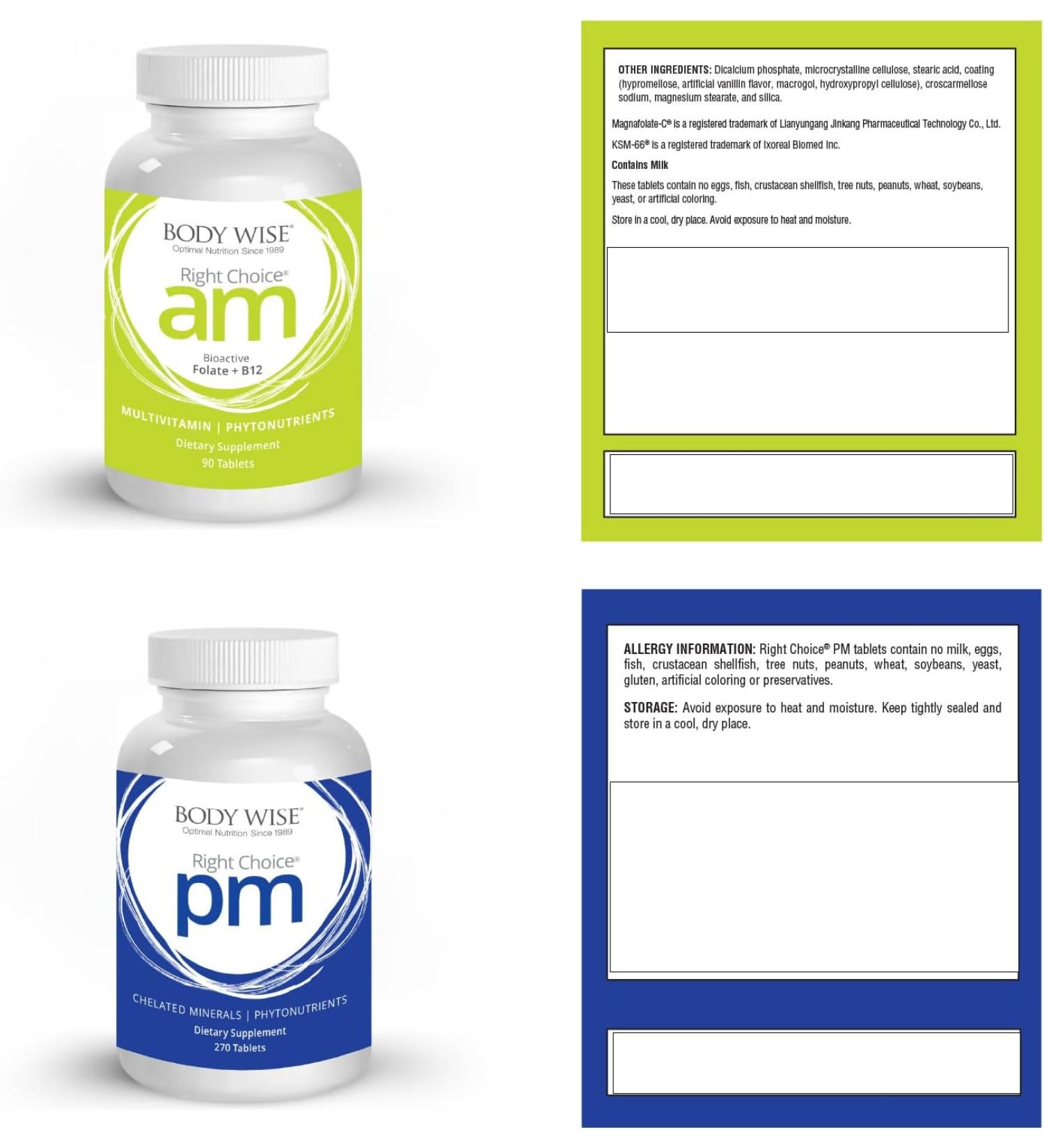 Bodywise Right Choice AM (90 Tablets) and Right Choice PM (90 Tablets) Vitamin D3 Immune Support - Buy Online on GoSupps.com