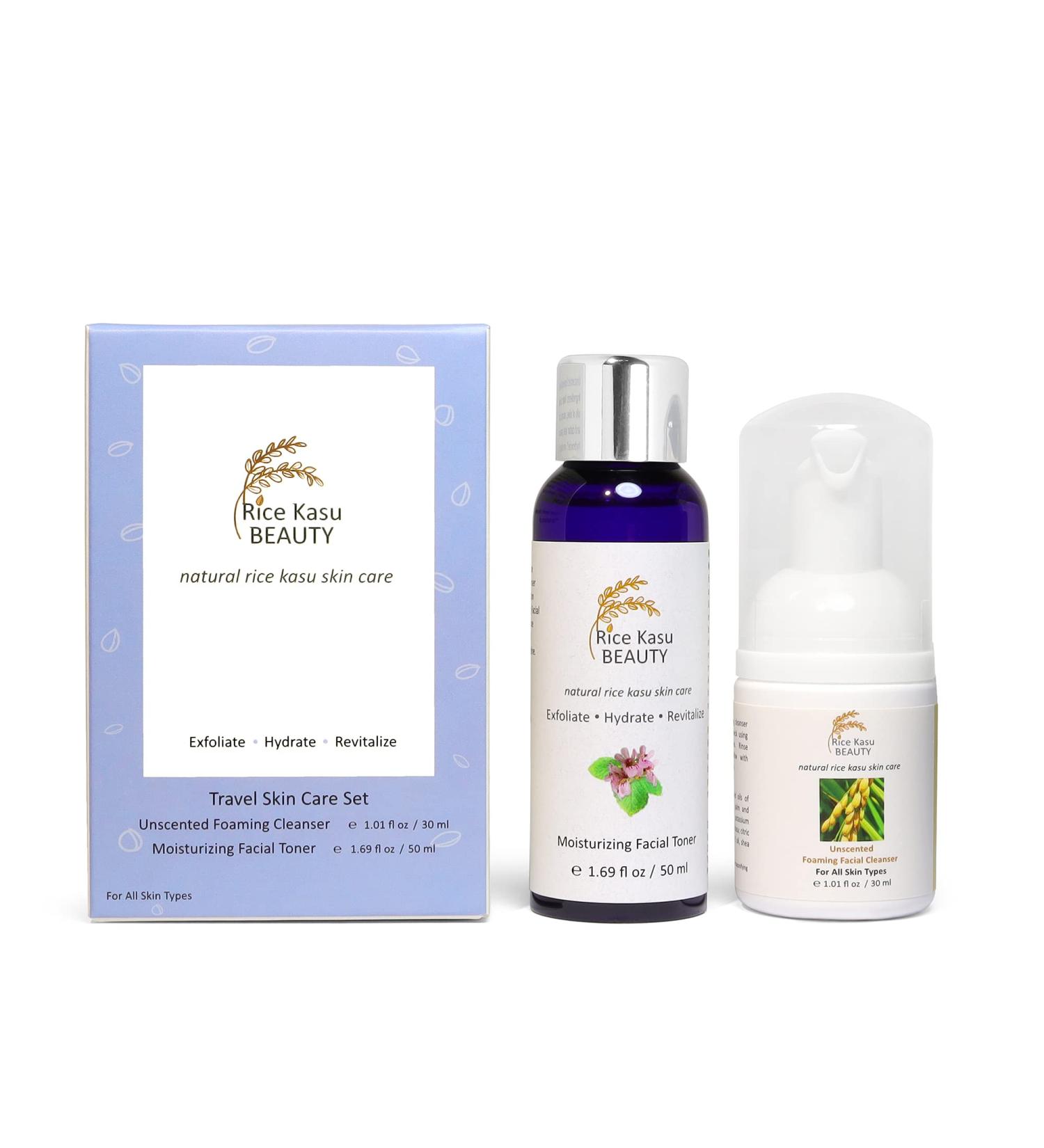 Rice Kasu Beauty Travel Skin Care Set - Rose Geranium - 2.71 fl oz - Buy Online on GoSupps.com