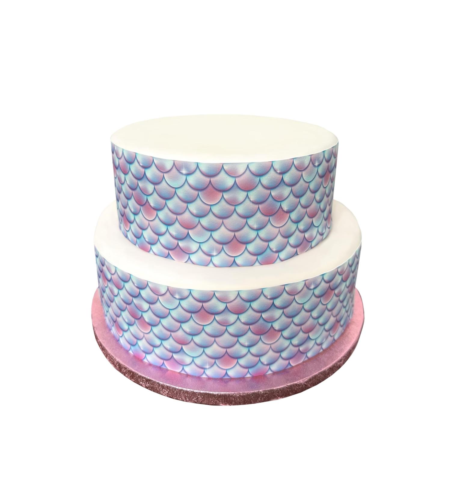 Orange Trading Dartmouth LTD A4 Edible Decor Icing Sheet Mermaid Scales Border Edible Cake Topper Decoration