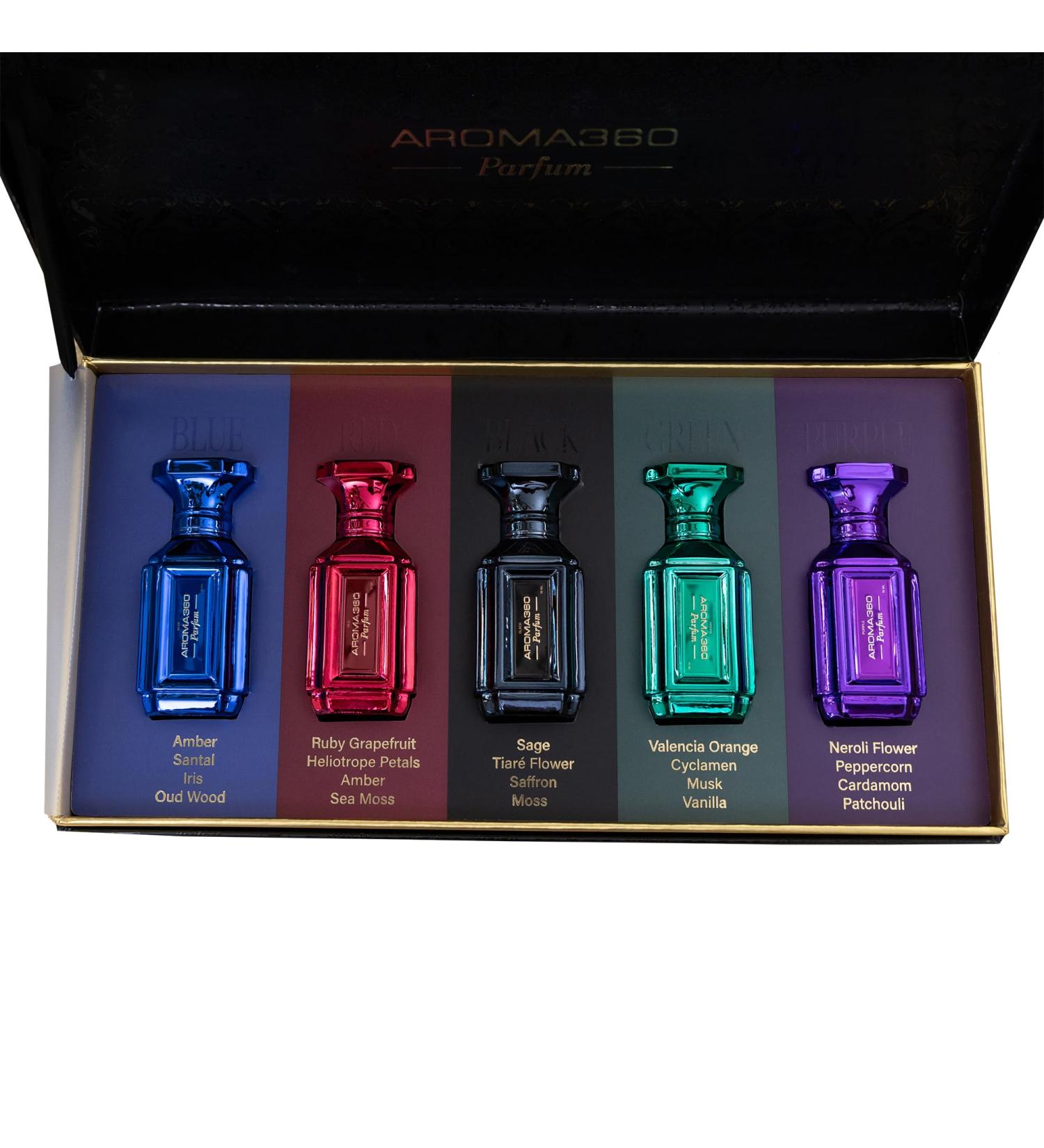 Aroma360 Unisex Parfume Discovery Set Luxurious and Long Lasting Perfume Oil Body Spray Perfumes For Women and Men Vegan .33 fl oz 10mL
