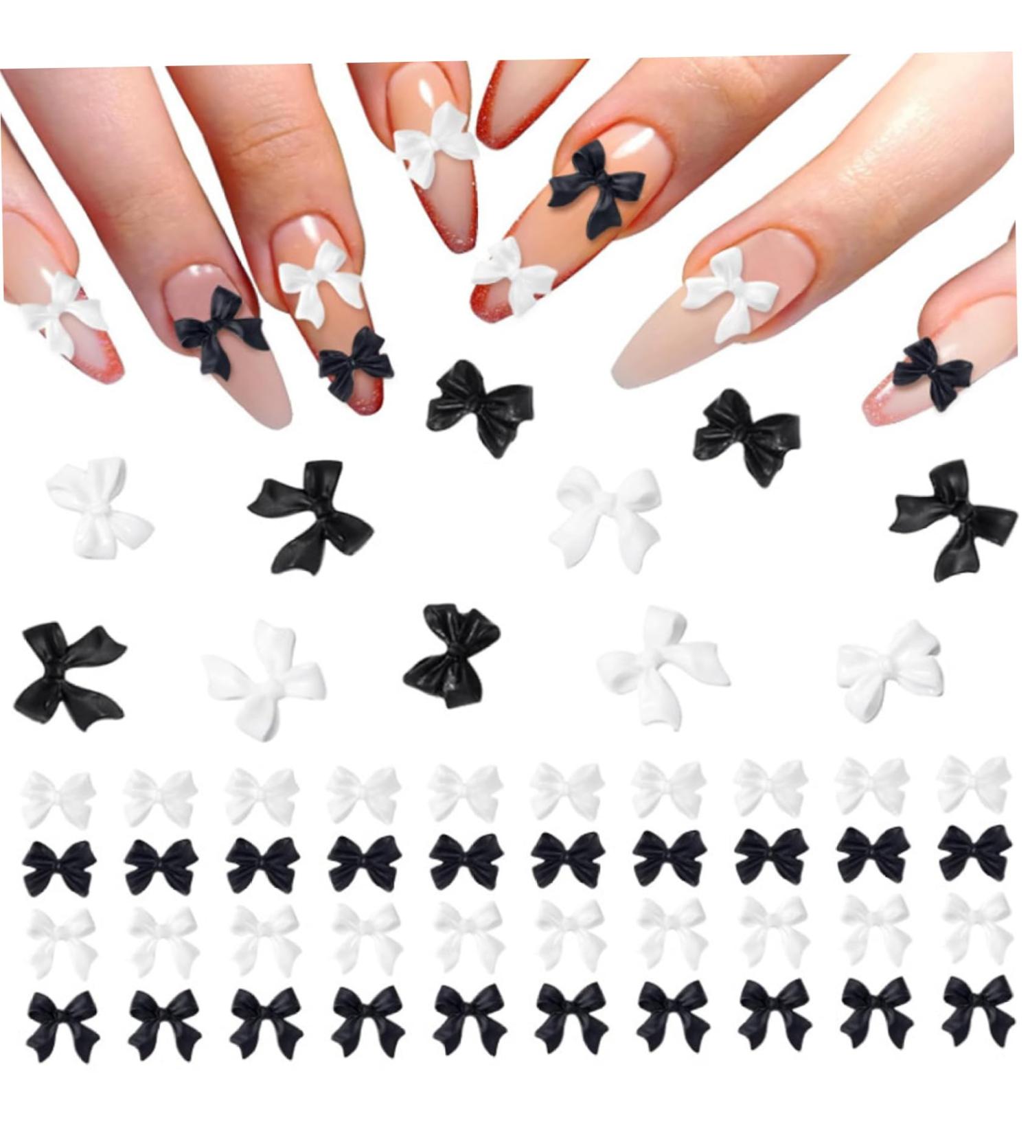 Bow Nail Charms 200PCS Black and White l Nail Bow Resin Bow Gems for Nails Cute Nail Gems for Nails and DIY Crafts Bow Charms for Nails Bow Nail Stickers Bows Nail Charm Black and White Black+white - Buy Online on GoSupps.com