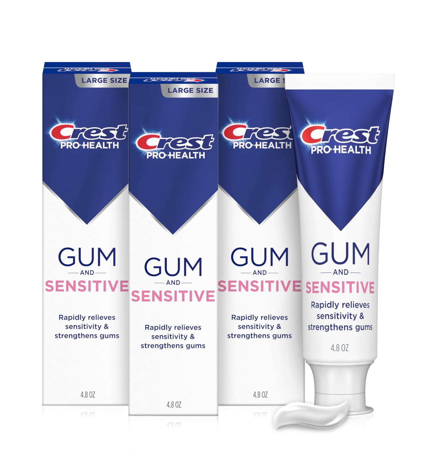 Crest Sensitive and Gum Toothpaste 4.8 oz (3 Pack) Relieves Sensitivity Strengthens Gums Anticavity Clinically Proven Antibacterial Toothpaste - Buy Online on GoSupps.com