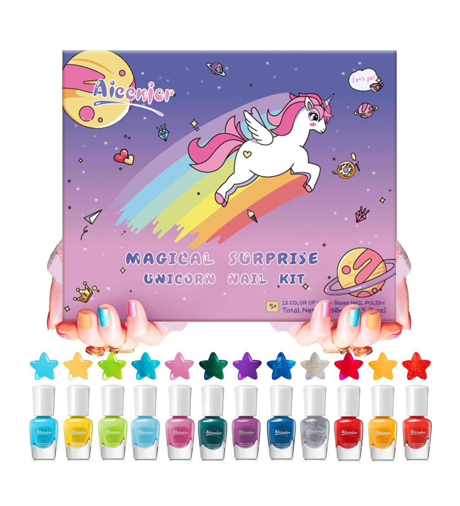 Zodiac Theme Kids Nail Polish Kit - 12 Color Toddler Set | Non Toxic Peel-Off | Safe Water Based | Low Odor | Girls Ages 5+ | Gift for Makeovers and Birthdays - Buy Online on GoSupps.com