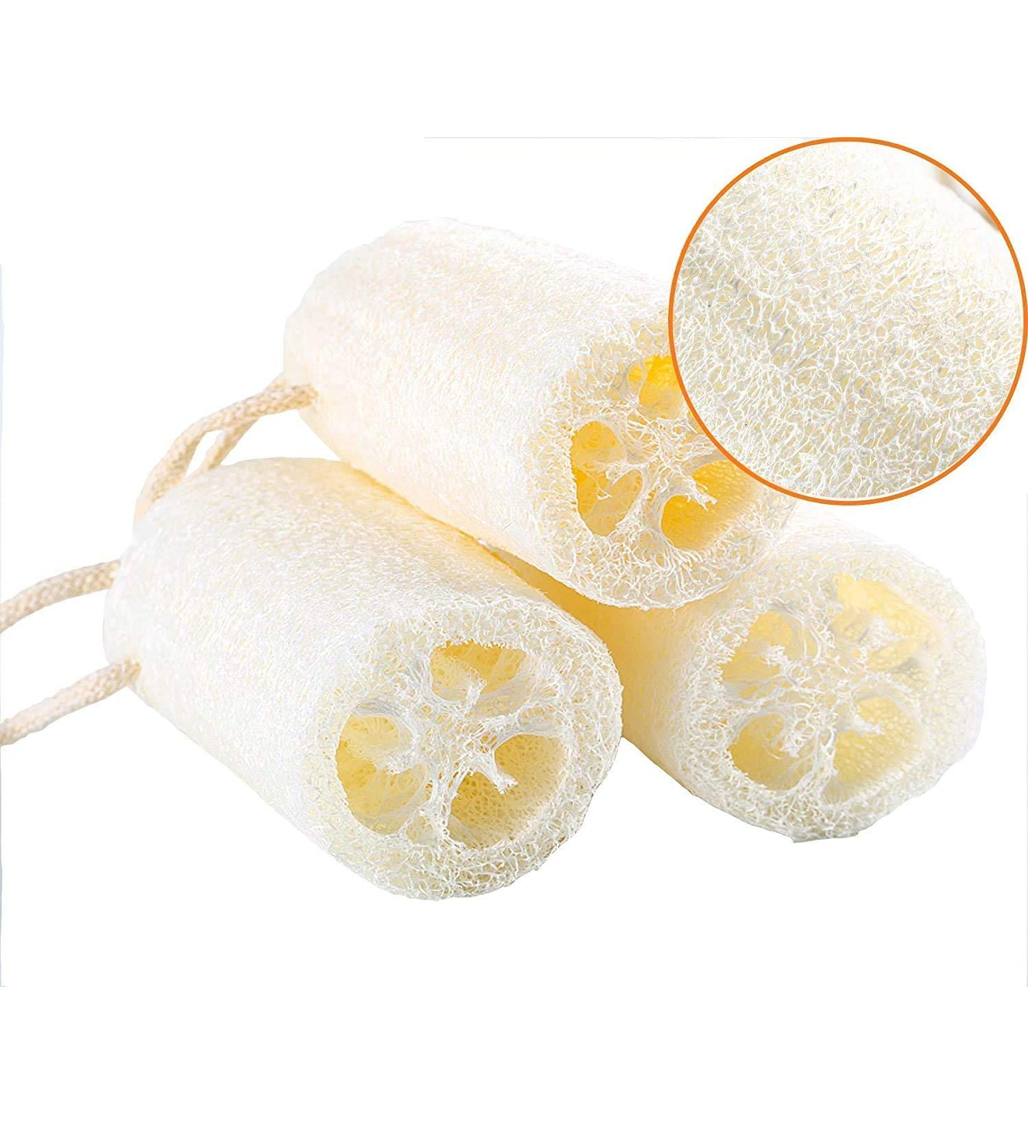 Natural Bathing Loofah 3 Pack - 6 inch 100% Organic Shower Sponge for Exfoliating and Dead Skin Removal - Eco-Friendly Body Scrubbers - Buy Online on GoSupps.com