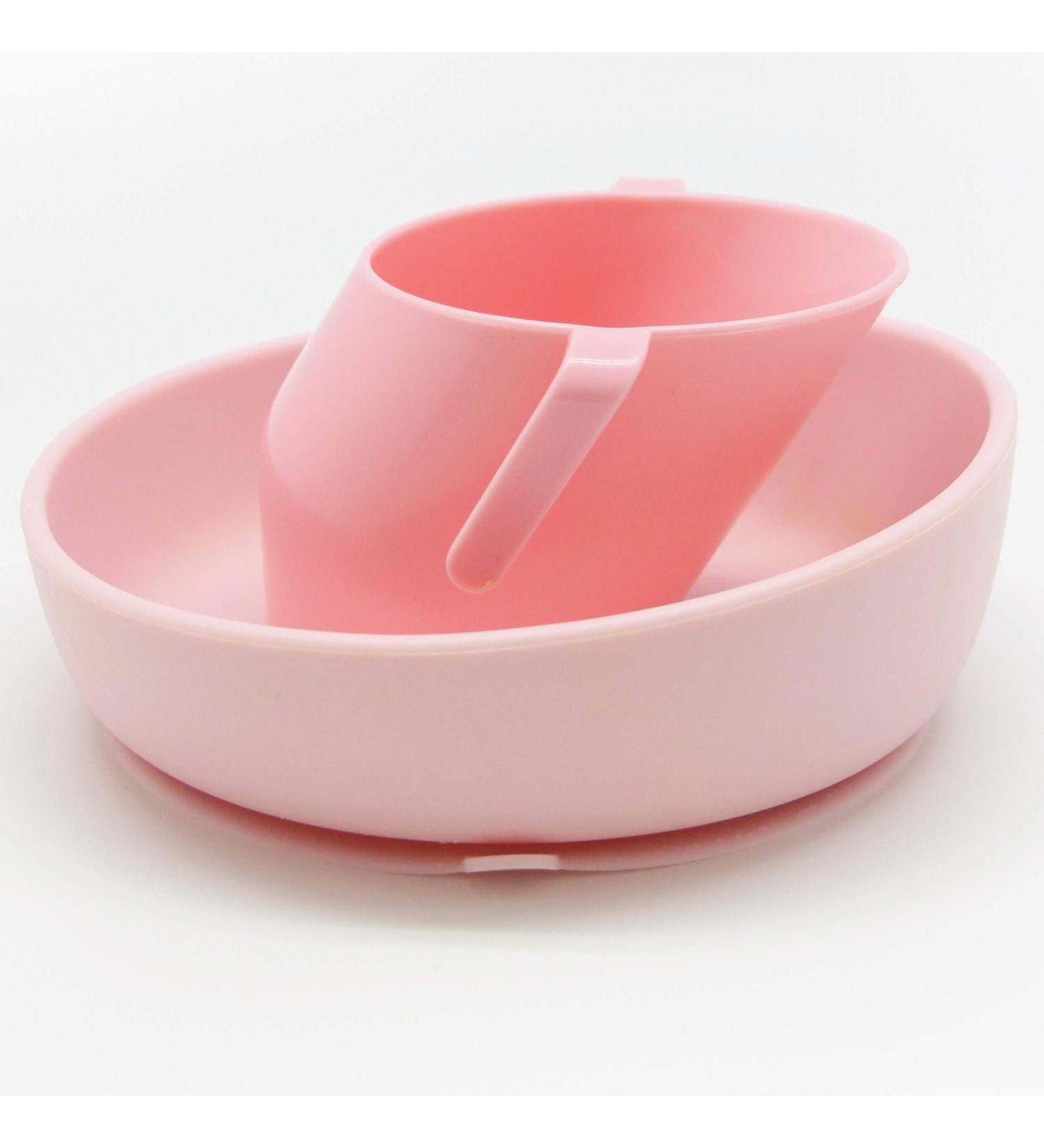 Doidy Bowl and Sippy Cup Set - Slanted Design for Easy Training - Non-Slip Silicone Bowl - Weaning Gift for Babies and Toddlers (Pink) - Buy Online on GoSupps.com
