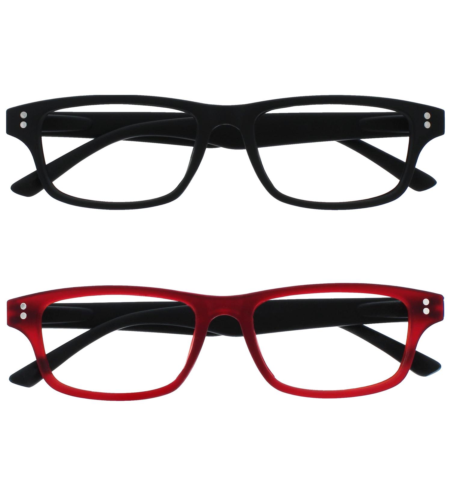 UV Reader Matt Black Rubberized Red Reading Glasses - 2 Pack for Men & Women | +3.50 Diopters - Stylish & Functional - Buy Online on GoSupps.com