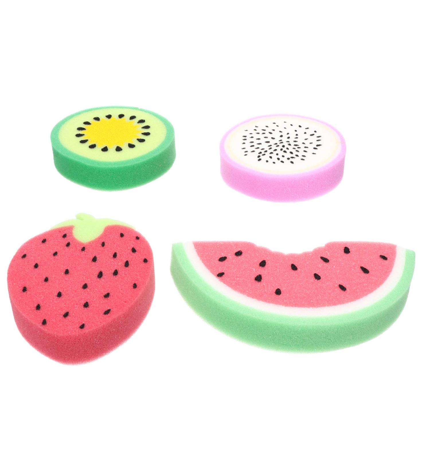 FRCOLOR 4pcs Fruit Bath Sponge Set - Exfoliating Loofah for Kids & Newborns | Soft Shower Scrubber for Face & Body | Ideal for Bath Time - Fast International Shipping - Buy Online on GoSupps.com