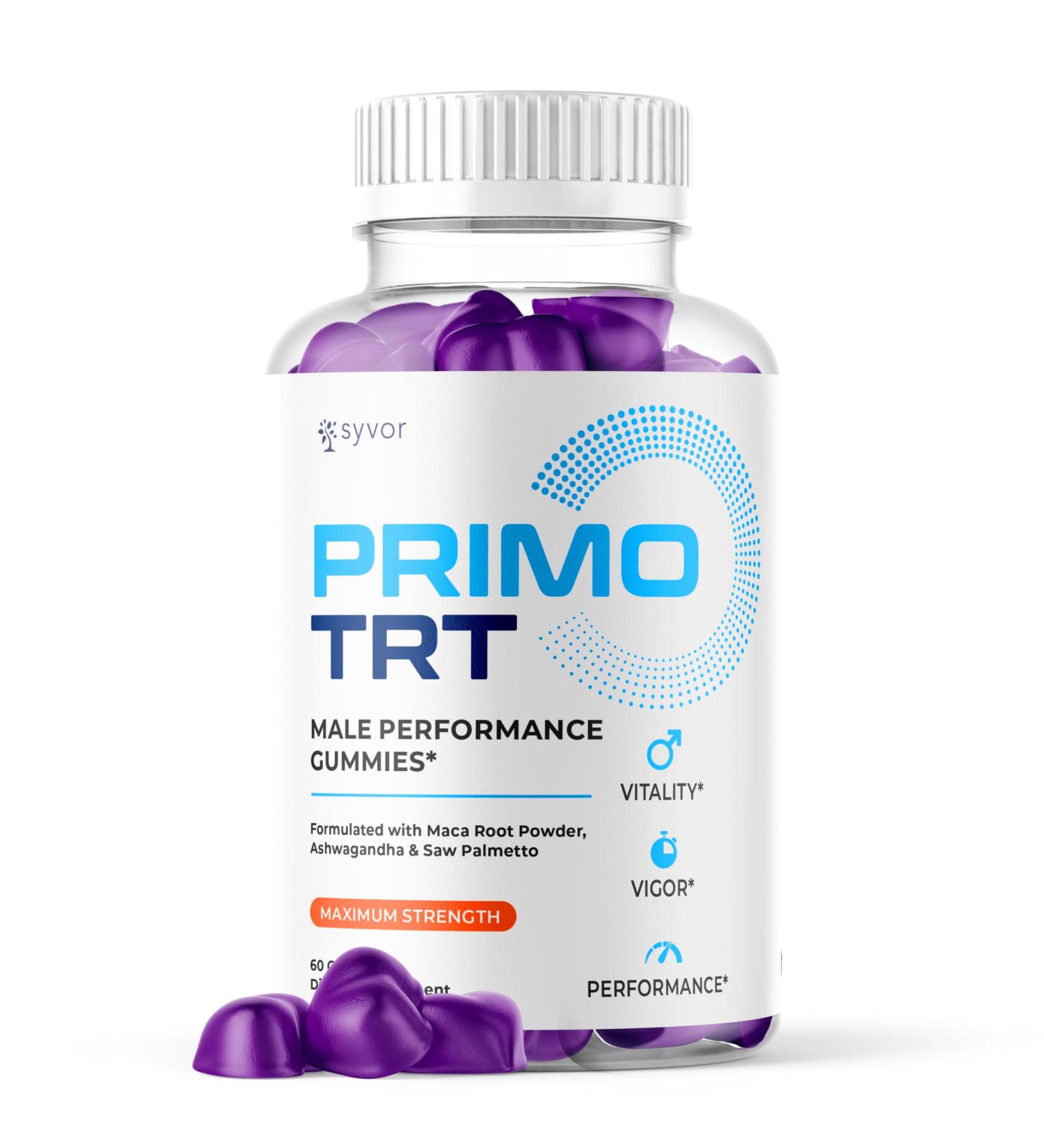 Primo TRT Gummies for Men Official Primo TRT Male Performance Gummies with Maximum Strength Ingredients Advanced PrimoTRT Male Health Support Gummy Supplement Premium Quality Vitamins (60 Gummies) - Buy Online on GoSupps.com