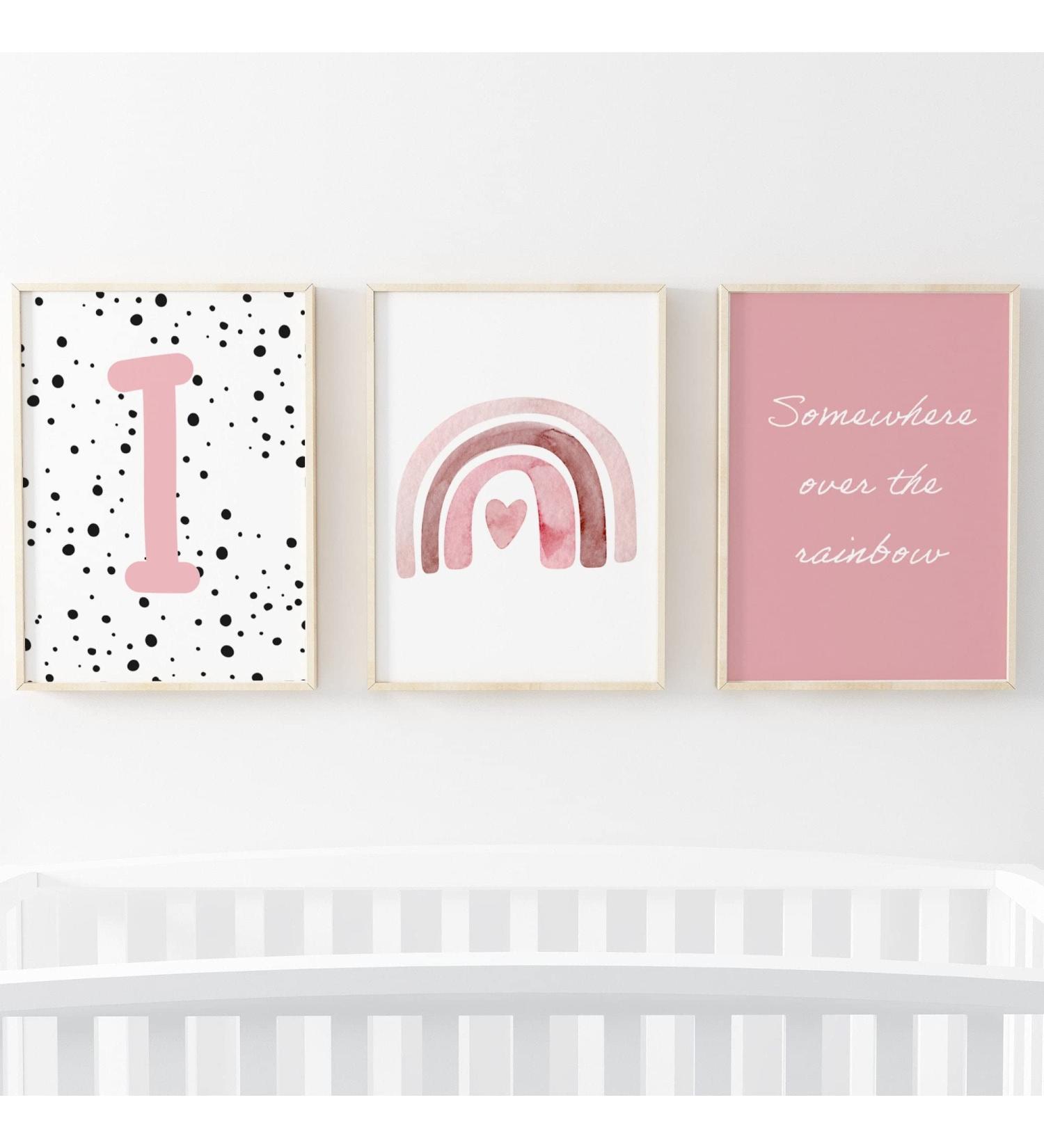 Pompom Prints Set of 3 | Rainbow Nursery Decor | Scandi Boho Style | Playroom Wall Art (5x7 Inch) | Picture Frames Not Included - Buy Online on GoSupps.com