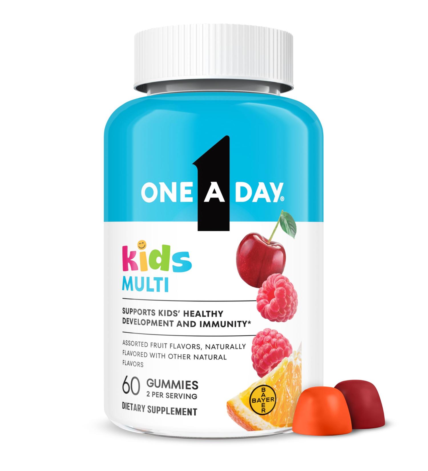 One A Day Kids Multivitamin Gummies Kids Vitamins with Vitamin C D E & Zinc for Immune Support Childrens Gummy Vitamins Assorted Fruit Flavors 60ct (Packaging May Vary) - Buy Online on GoSupps.com