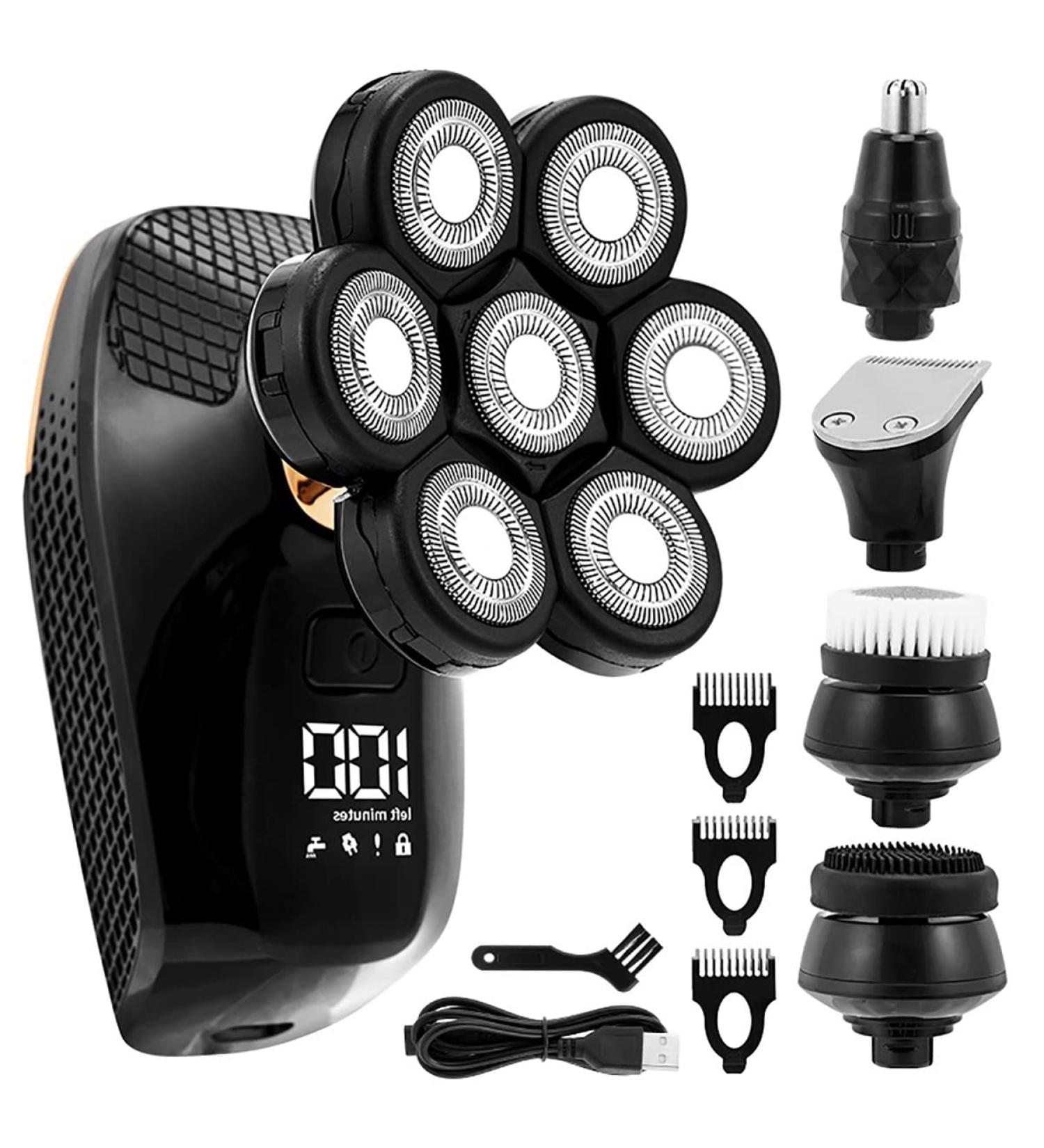7D Electric Razor for Men - Rechargeable Bald Head Shaver with 7 Floating Heads Beard & Nose Hair Trimmer | Ultimate Facial Grooming Kit - Buy Online on GoSupps.com