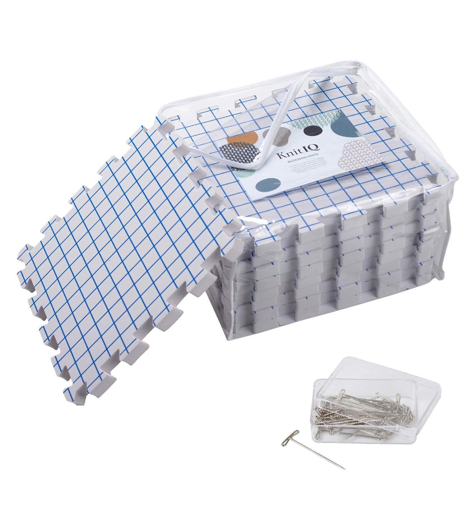 Knitiq Blocking Mats for Knitting - Extra Thick with Grid Lines - Crochet Blocking Board - 100 T-pins, Reusable Storage Bag - 9 Pack Standard Mat Set - Buy Online on GoSupps.com