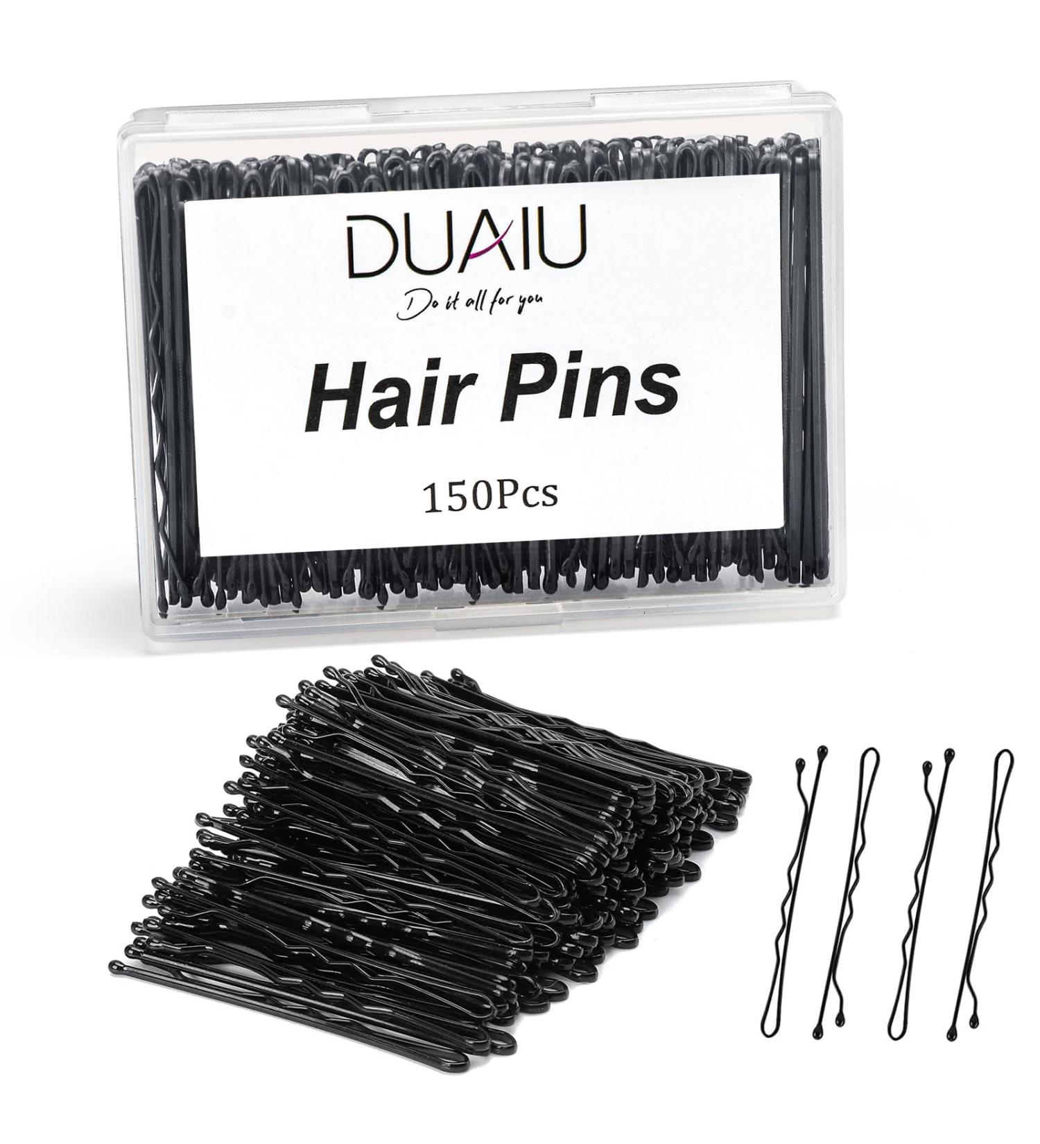 DURAIU 150 Pcs 6cm Bobby Pins for Women Hair Styling - Strong Hair Grips for Hairdressing Salons (Black) - Buy Online on GoSupps.com