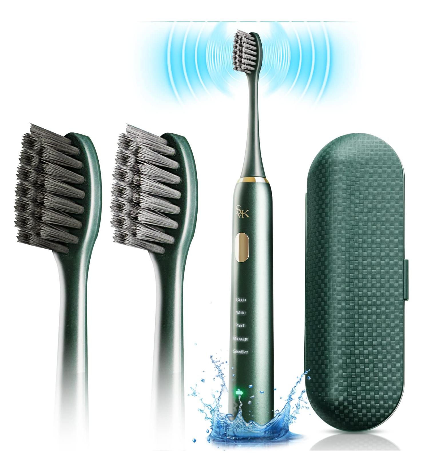 Sonic Electric Toothbrush for Adults | 5 Whitening Modes | Soft Dupont Bristles | 60 Days Battery Life | Travel Friendly | Green - Buy Online on GoSupps.com