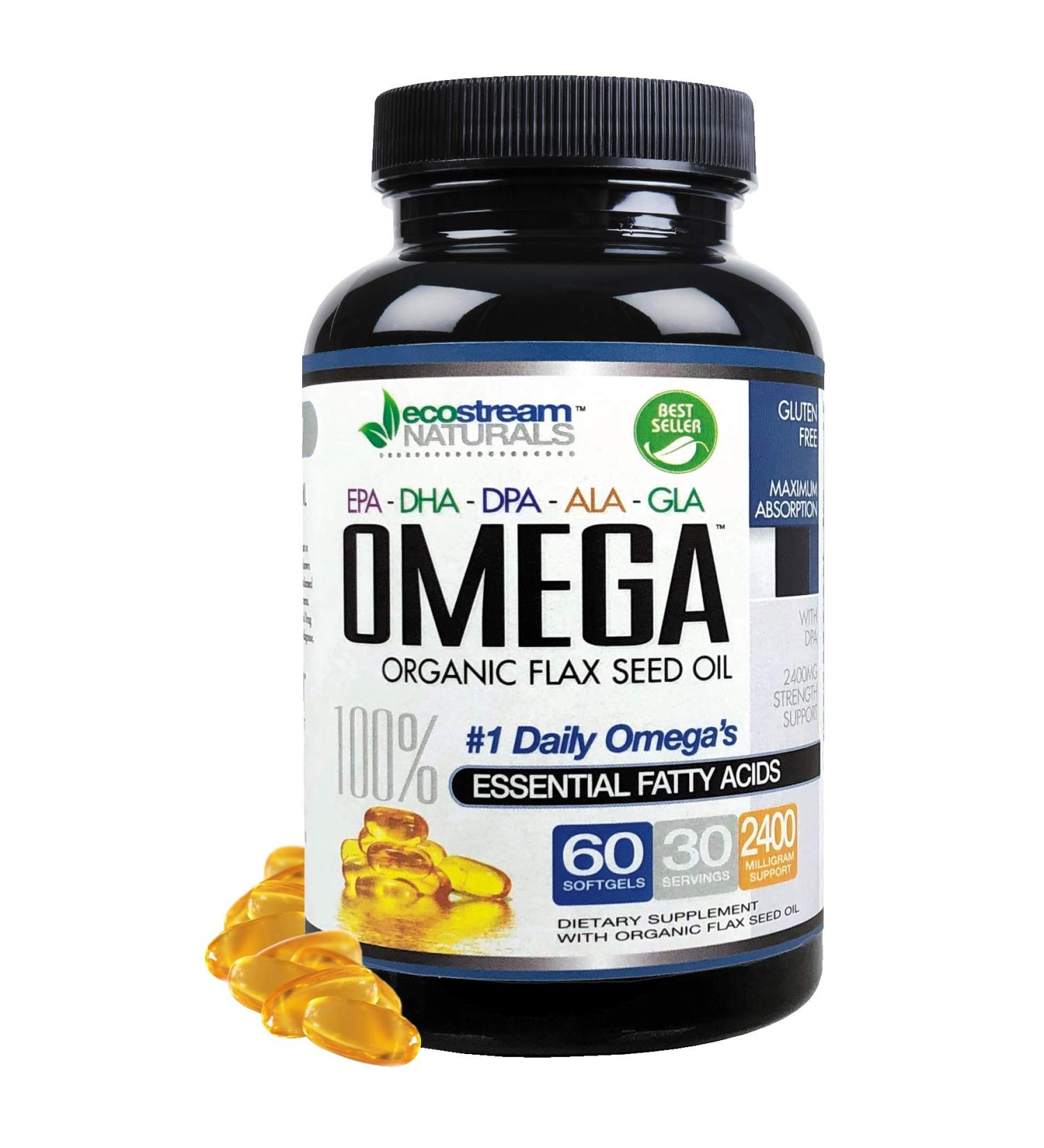 Omega 3-6-9 Blend with DPA EPA DHA ALA and GLA and Organic Flax Seed Oil Over 2 800 Milligram Strength - Gluten Free - Easy to Swallow - 60 SoftGels 60 Count (Pack of 1) - Buy Online on GoSupps.com