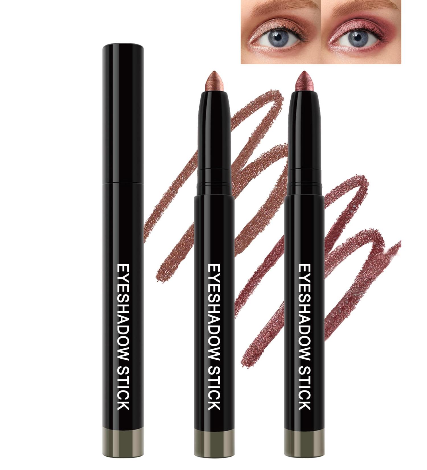 Lestpola Eyeshadow stick waterproof with sharpener 2 pieces highly pigmented cream eyeshadow stick longlasting and smooth shimmering finish makeup for wrinklefree eyes cream crayon - Buy Online on GoSupps.com