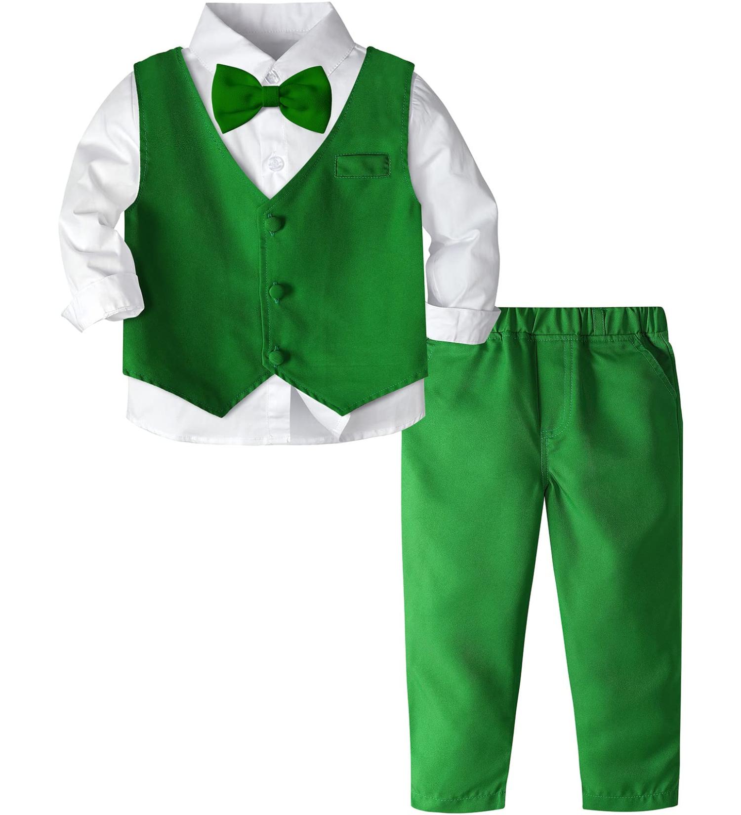 Mint Green Baby Boys Gentleman Suit Set | Shirt with Bowtie, Waistcoat & Pants | Size 2-3 Years - Buy Online on GoSupps.com