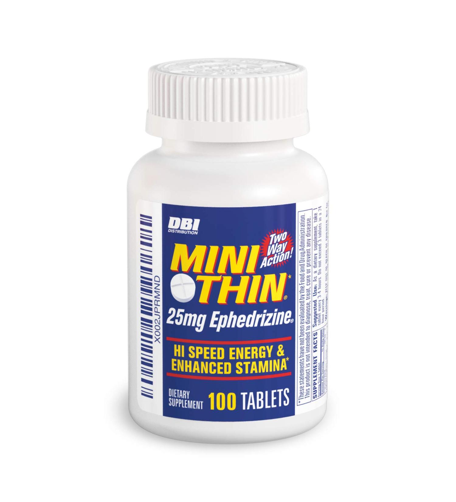 Mini Thin Two-Way Action Caffeine Pills - 205mg + 25mg - High Speed Energy & Stamina - 100 Count - Buy Online on GoSupps.com