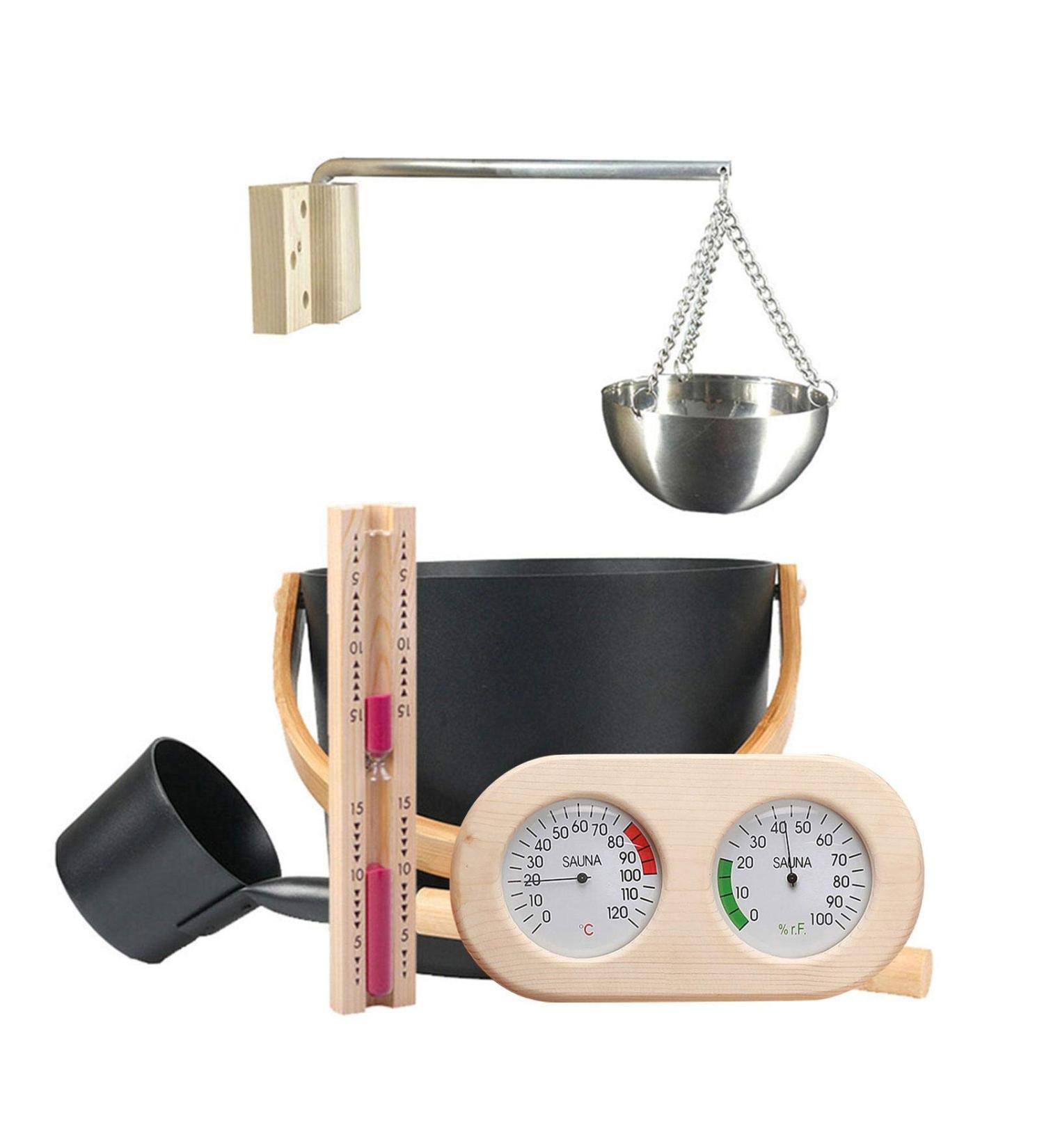 High-Quality 7L Sauna Complete Set | Premium Accessories Thermometer/Hygrometer Long-Stemmed Spoons & More - Shop Internationally - Buy Online on GoSupps.com