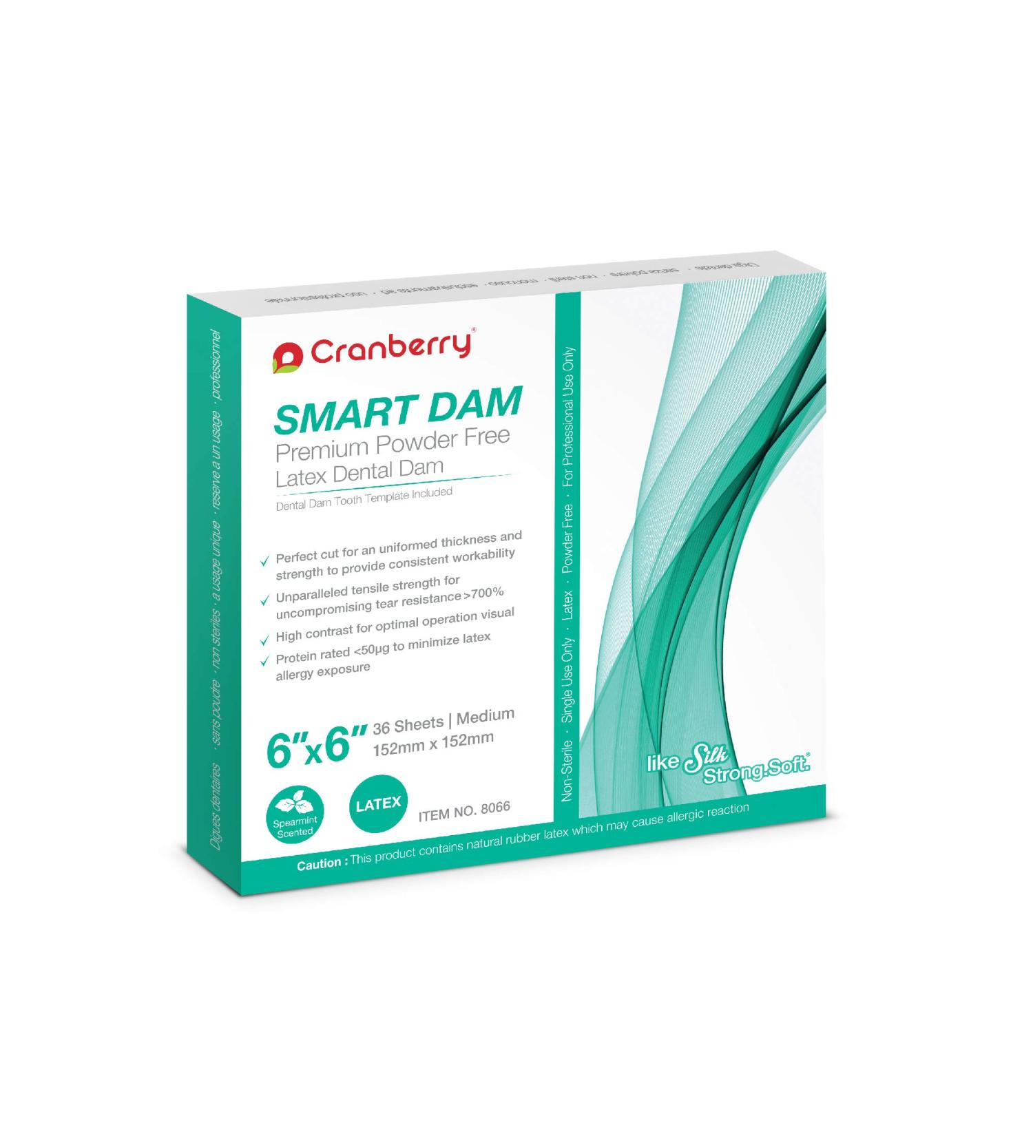 Cranberry CR8066 Smart Dam Latex Powder-Free Spearmint Scented 6x6 Green (Pack of 36) by Cranberry USA - Buy Online on GoSupps.com