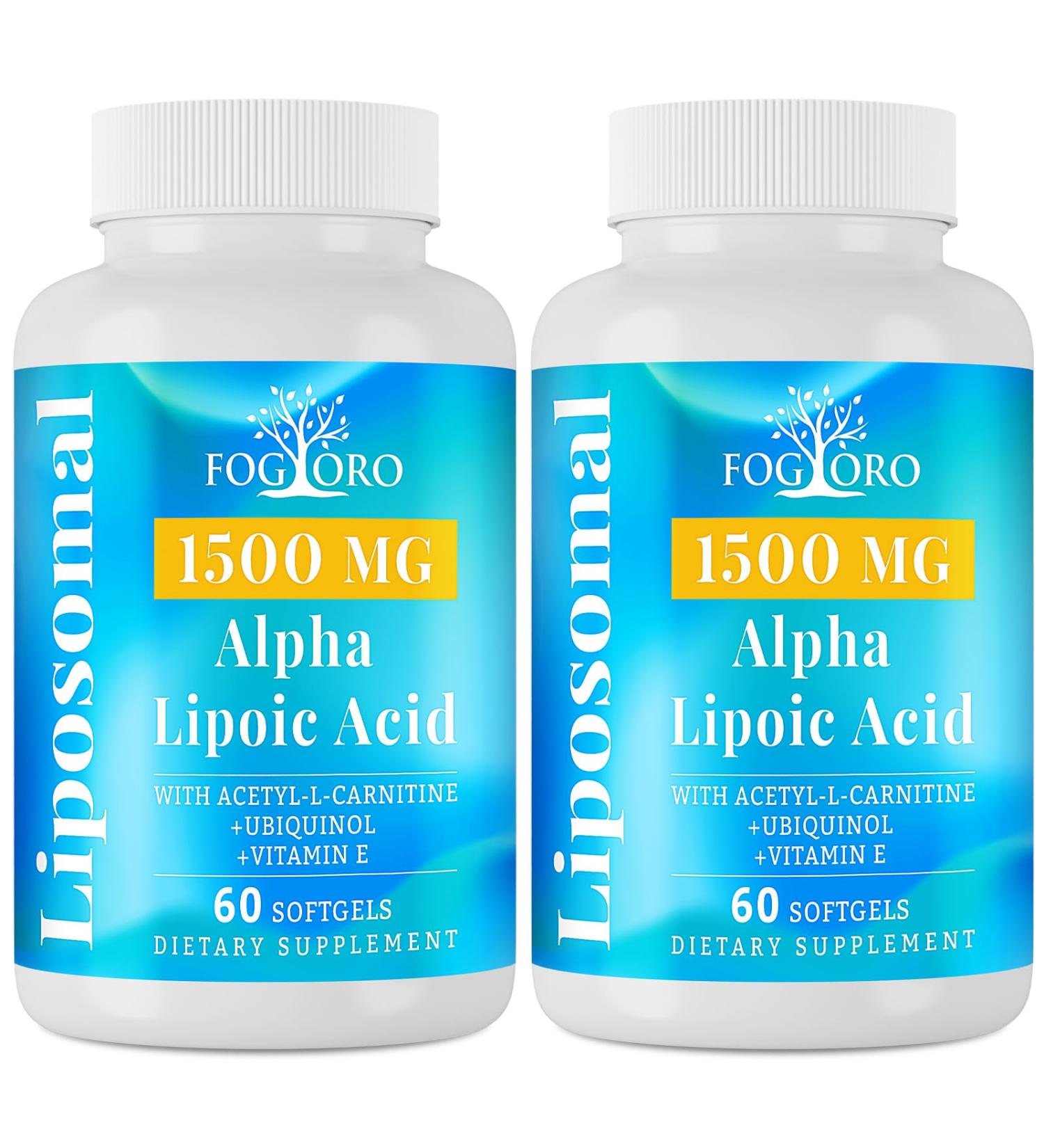 Buy Fogoro Alpha Lipoic Acid 1500 mg - Liposomal ALA Supplement for Energy Metabolism & Antioxidant Support - 120 Softgels (Pack of 2) - International Shipping Available - Buy Online on GoSupps.com