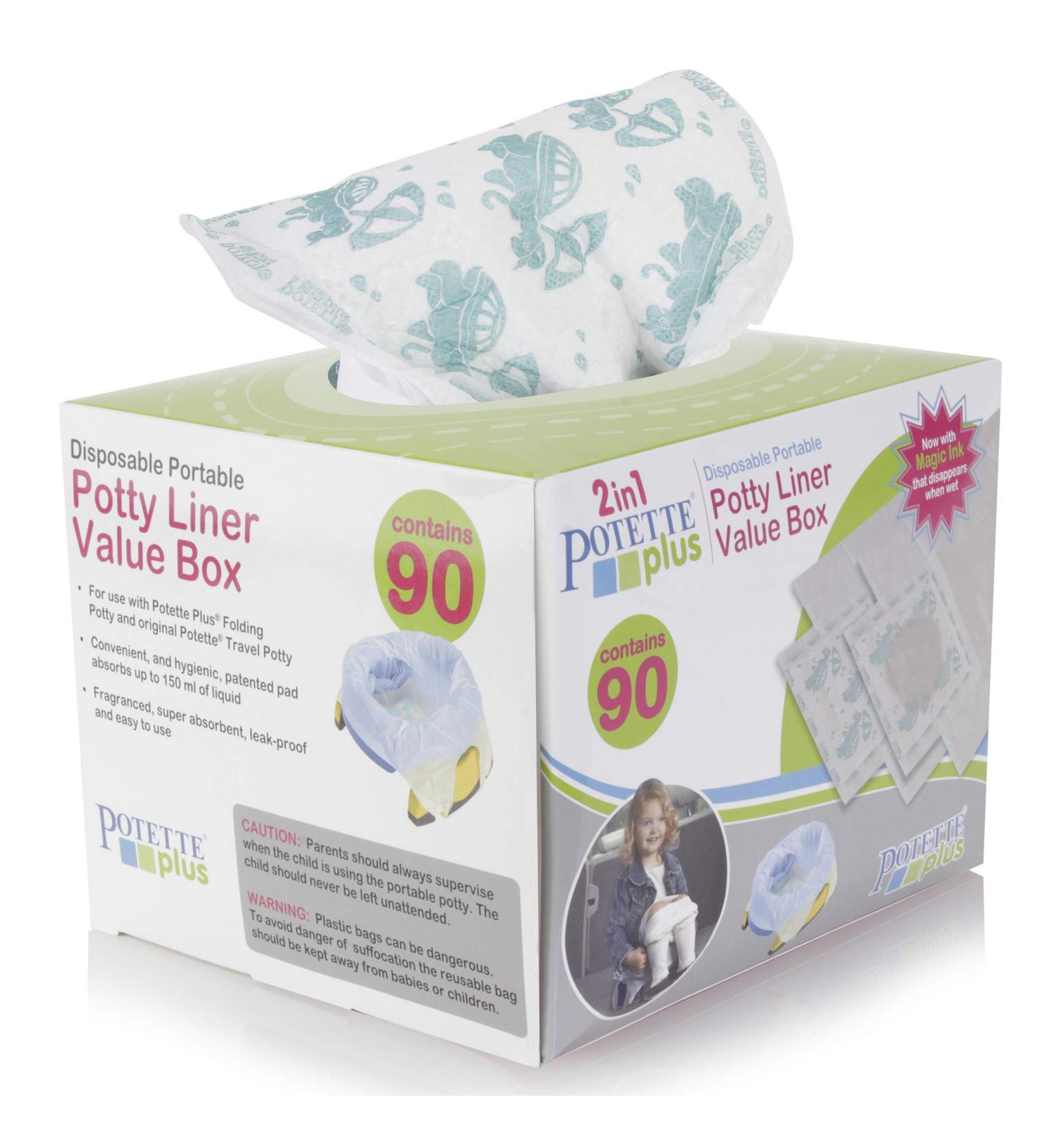Kalencom Potette Plus Potty Seat Liners Value Box - 90 Liners | Disappearing Ink | Convenient Pack - Buy Online on GoSupps.com