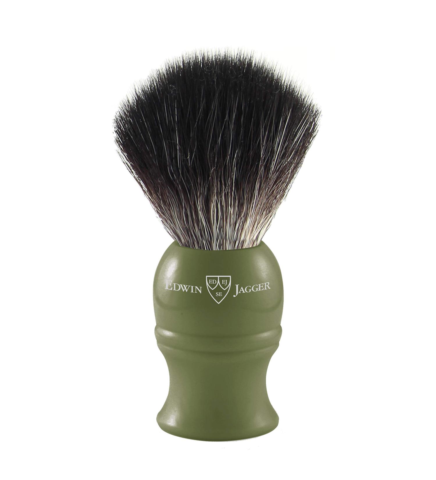 Edwin Jagger Classic Black Synthetic Fibre Vegan Shaving Brush - Eco-Friendly Exfoliating Brush for Men and Women (Green) - Buy Online on GoSupps.com