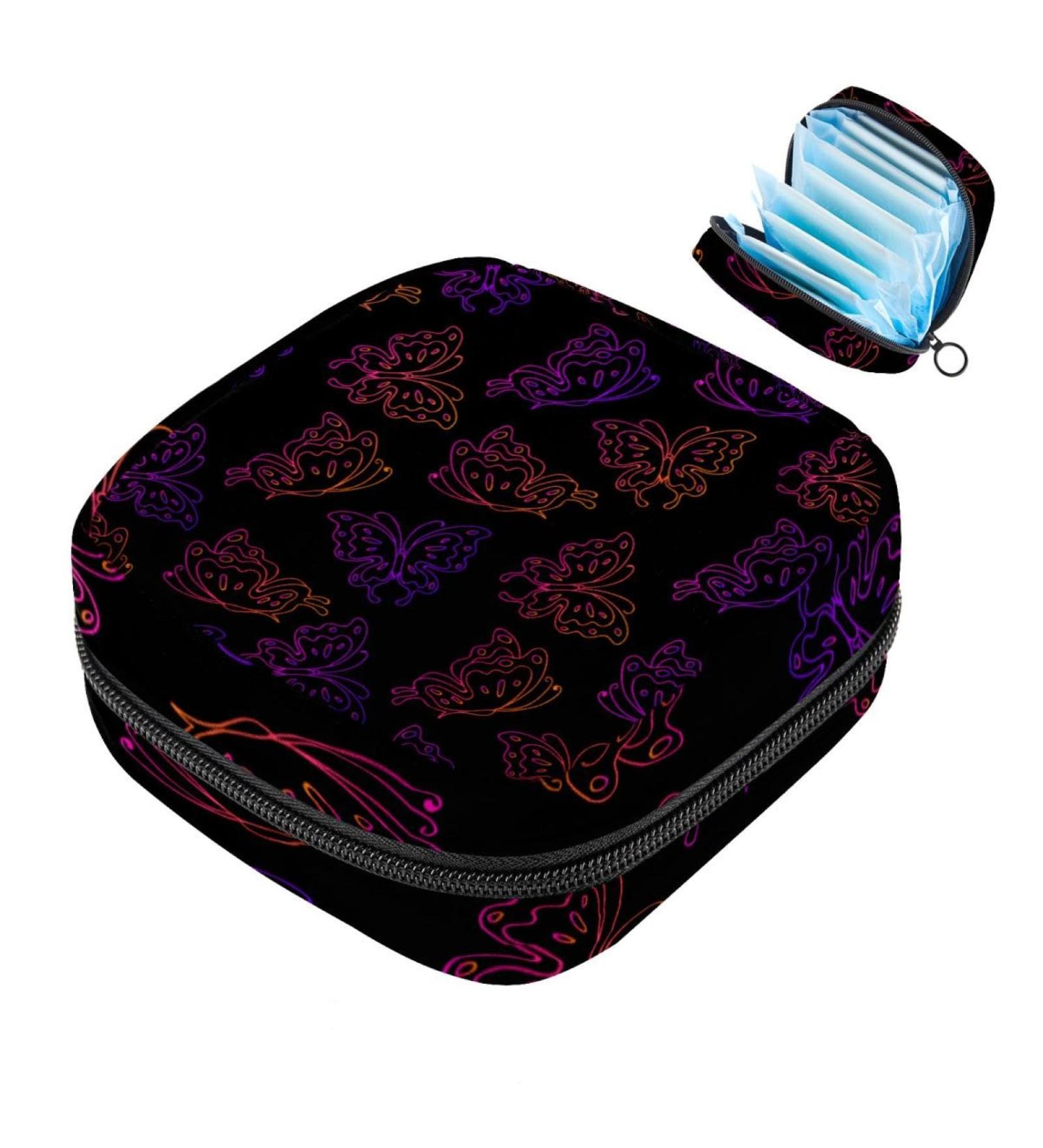 Shop Javenproeqt Portable Women's Binding Bags - Menstrual Cup & Tampon Insert Bag for Teen Girls | Butterfly Motif Multicolored Design - Buy Online on GoSupps.com