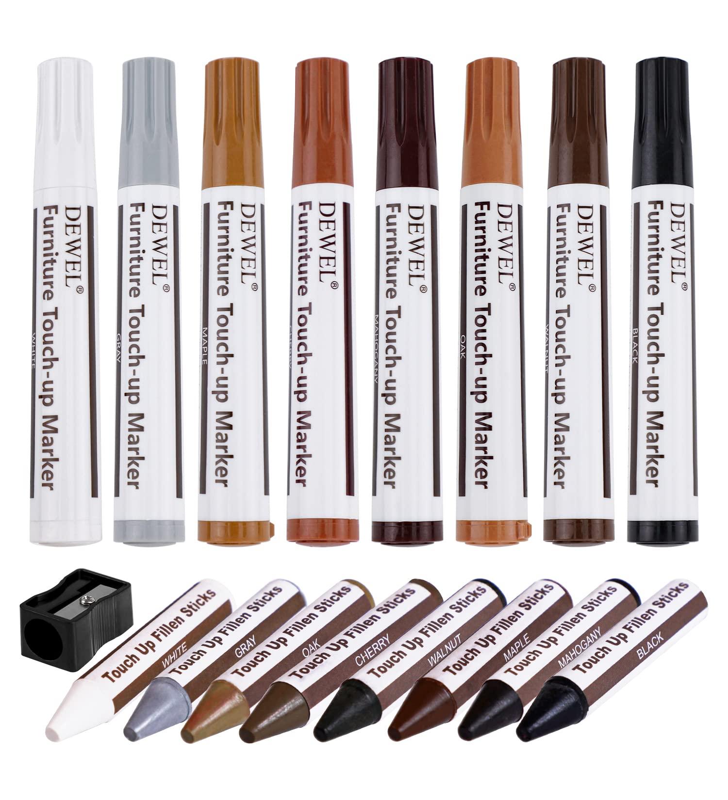 Dewel Furniture Markers Touch Up Kit - 17 Piece Wood Scratch Repair Set for Hardwood Floors, Tables, and More - Buy Online on GoSupps.com