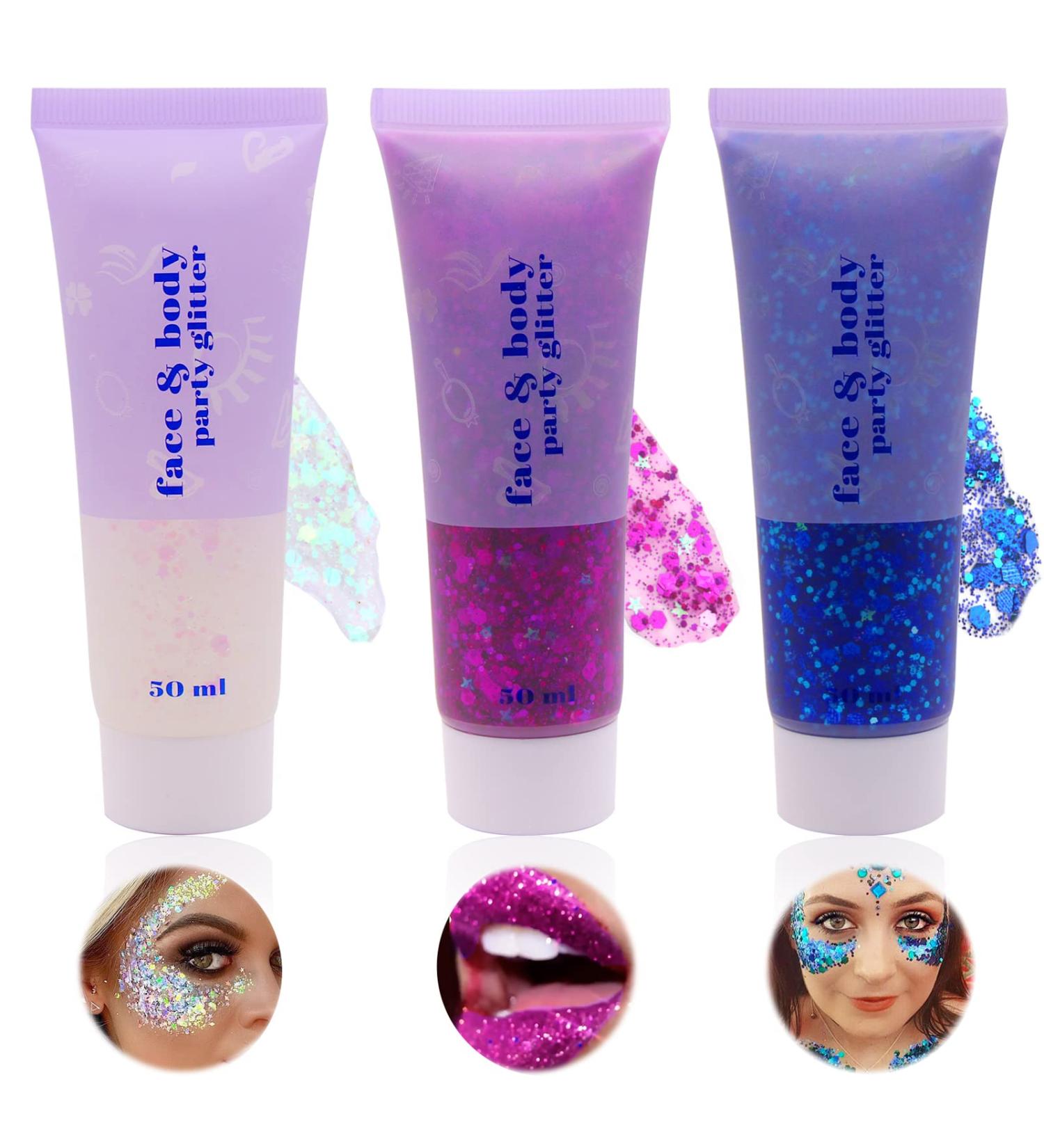 Mermaid Sequins Holographic Face Glitter Gel - Festival Makeup for Face, Body, and Hair - Buy Online on GoSupps.com