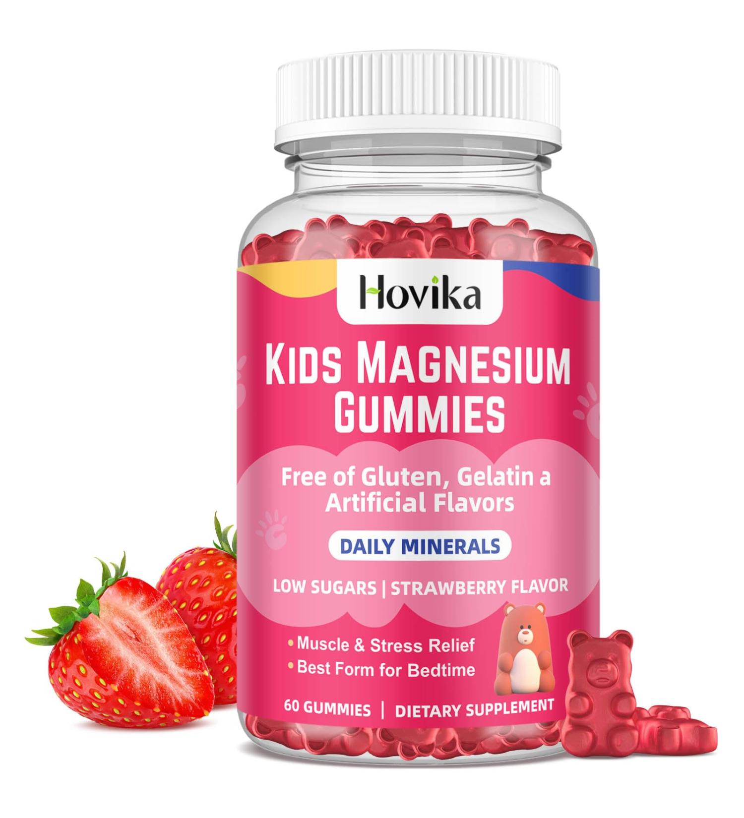 Magnesium Gummies for Kids - Magnesium Citrate + Vitamin B6 & D3 - Great Tasting Kids Magnesium Calm Gummies for Nerve Bone and Muscle Health for Kids Wellness, Vegan Strawberry Flavor 60 Count Strawberry 60 Count (Pack of 1) - Buy Online on GoSupps.com