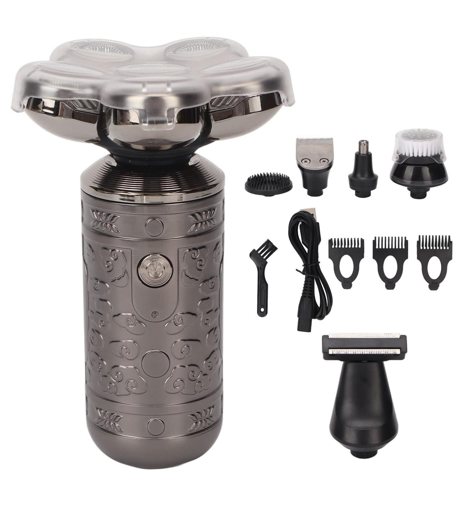 6 in 1 Electric Head Clipper for Men - Cordless Wet & Dry Shaving Kit with Floating Blades - Perfect Grooming Solution for Bald Men - Grey - Buy Online on GoSupps.com