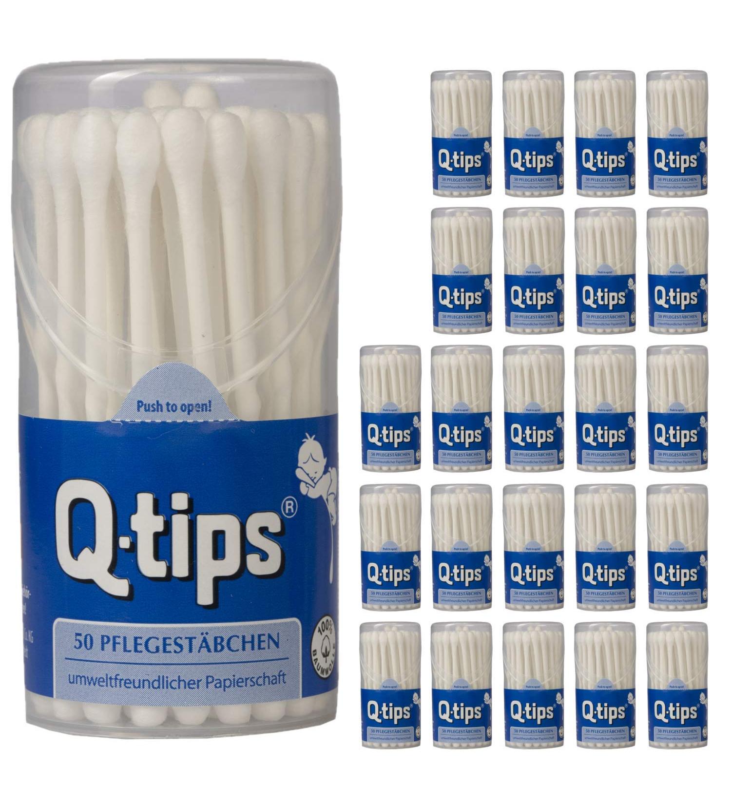 Eco-Friendly Q-Tips Travel Size - 24 Packs of 50 Cotton Buds with Paper Shaft - Plastic-Free Care Sticks for International Shipping - Buy Online on GoSupps.com