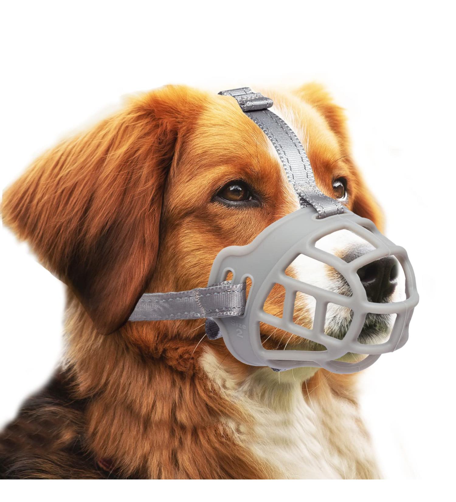 Ohcozzy Silicone Dog Muzzle - Adjustable Basket Muzzle for Small Medium & Large Dogs - Size 4 Gray - International Shipping Available - Buy Online on GoSupps.com